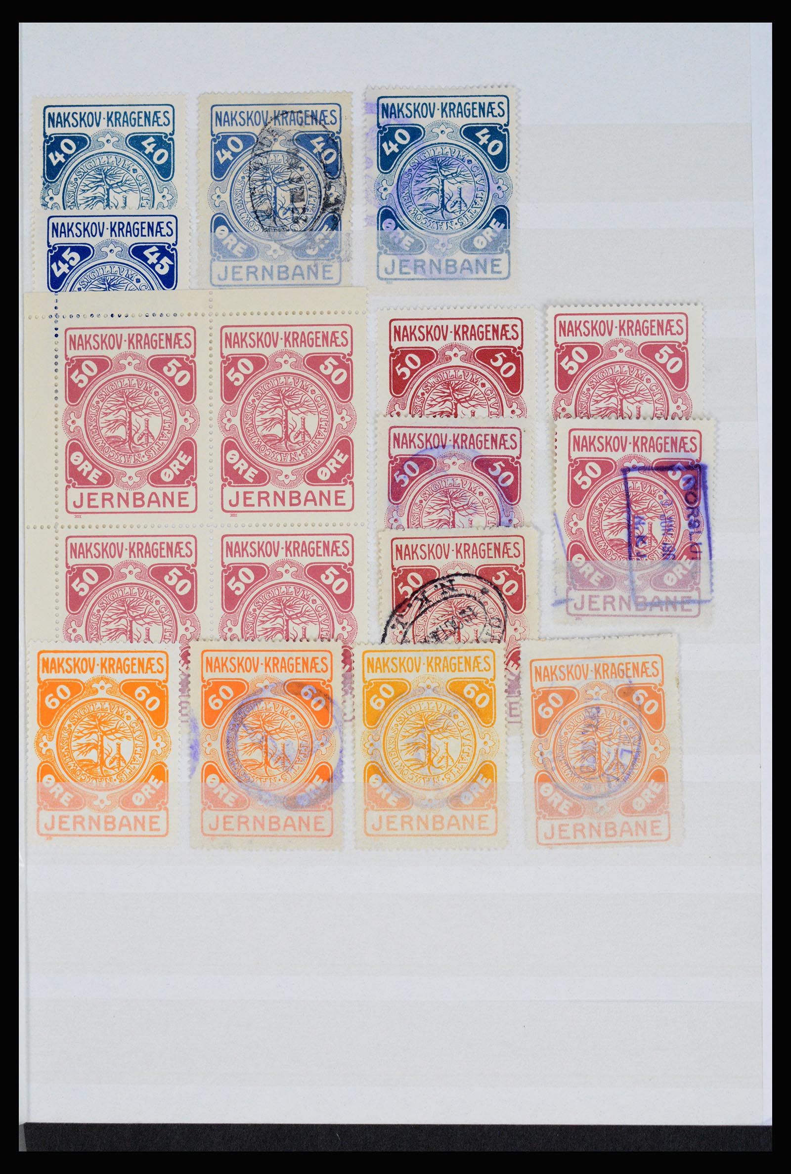 36982 096 - Postzegelverzameling 36982 Denemarken spoorwegzegels.