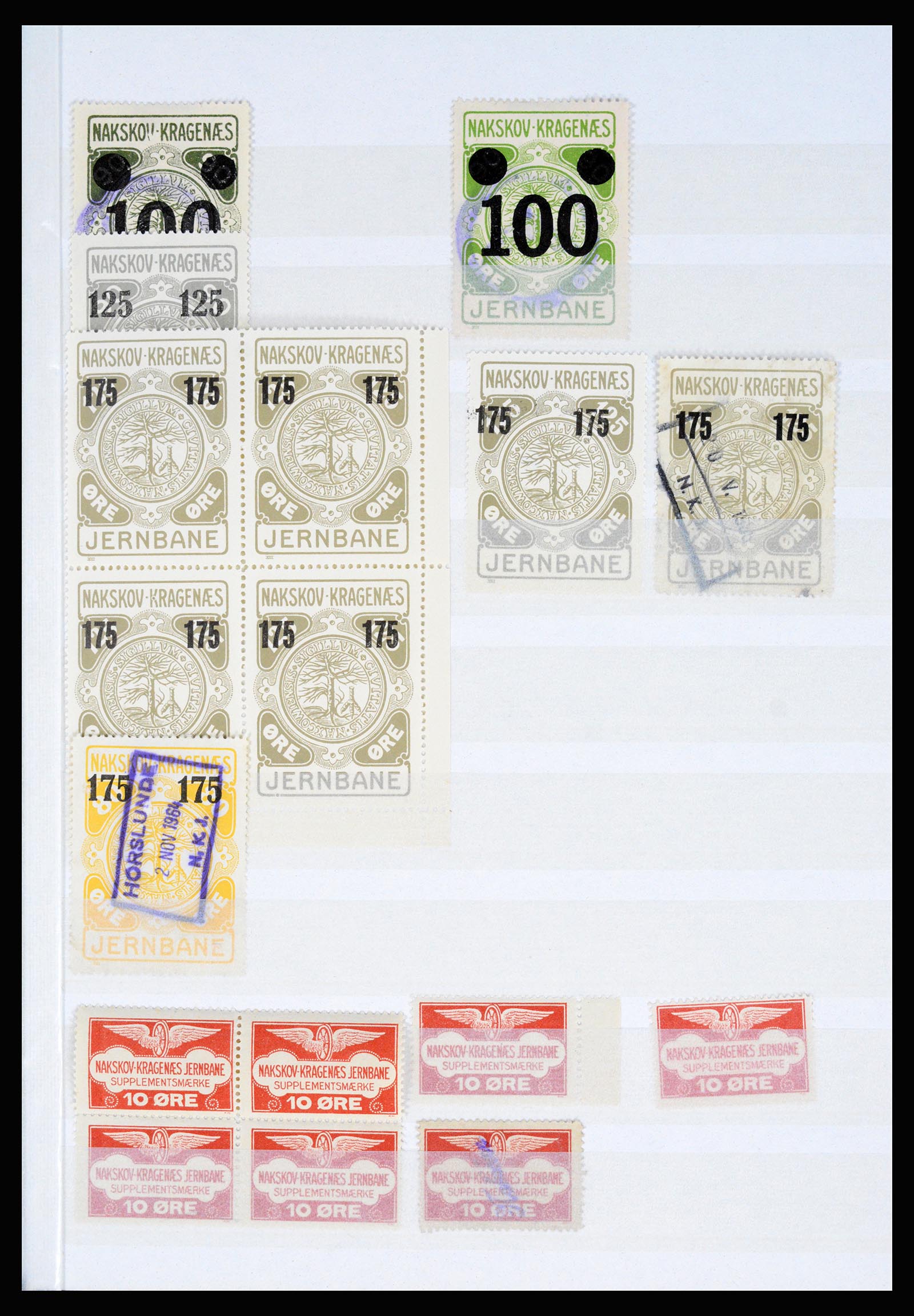 36982 100 - Postzegelverzameling 36982 Denemarken spoorwegzegels.