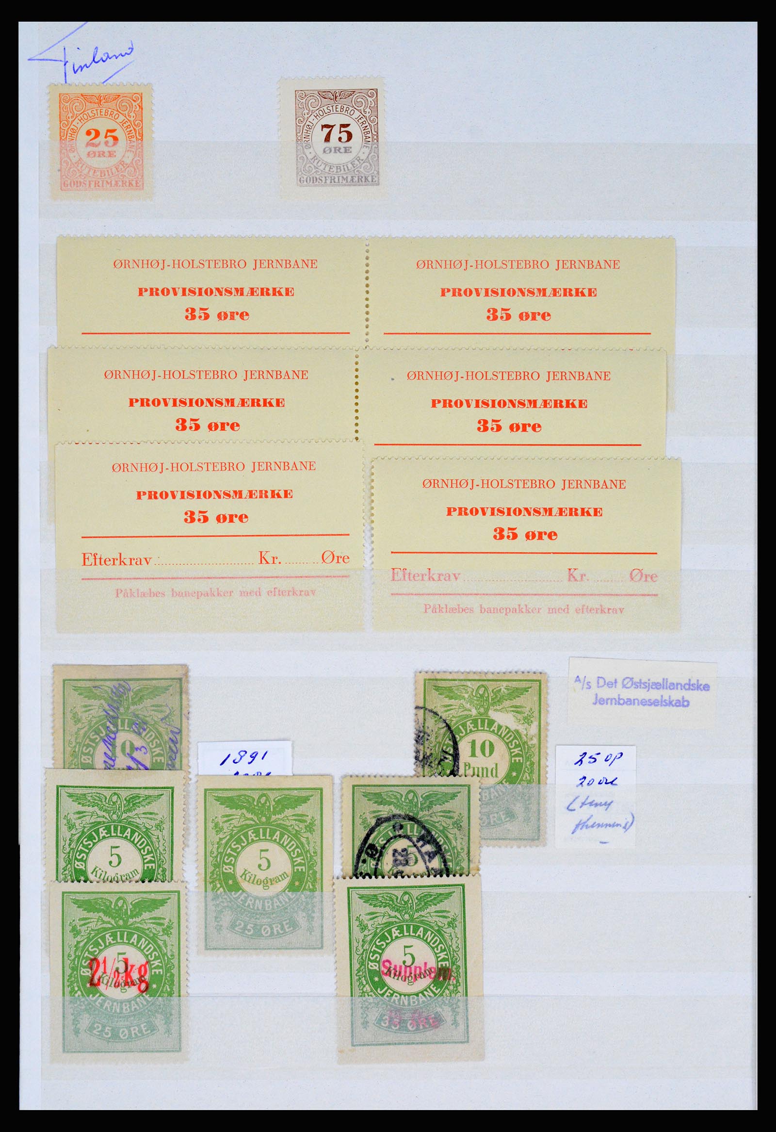 36982 111 - Postzegelverzameling 36982 Denemarken spoorwegzegels.