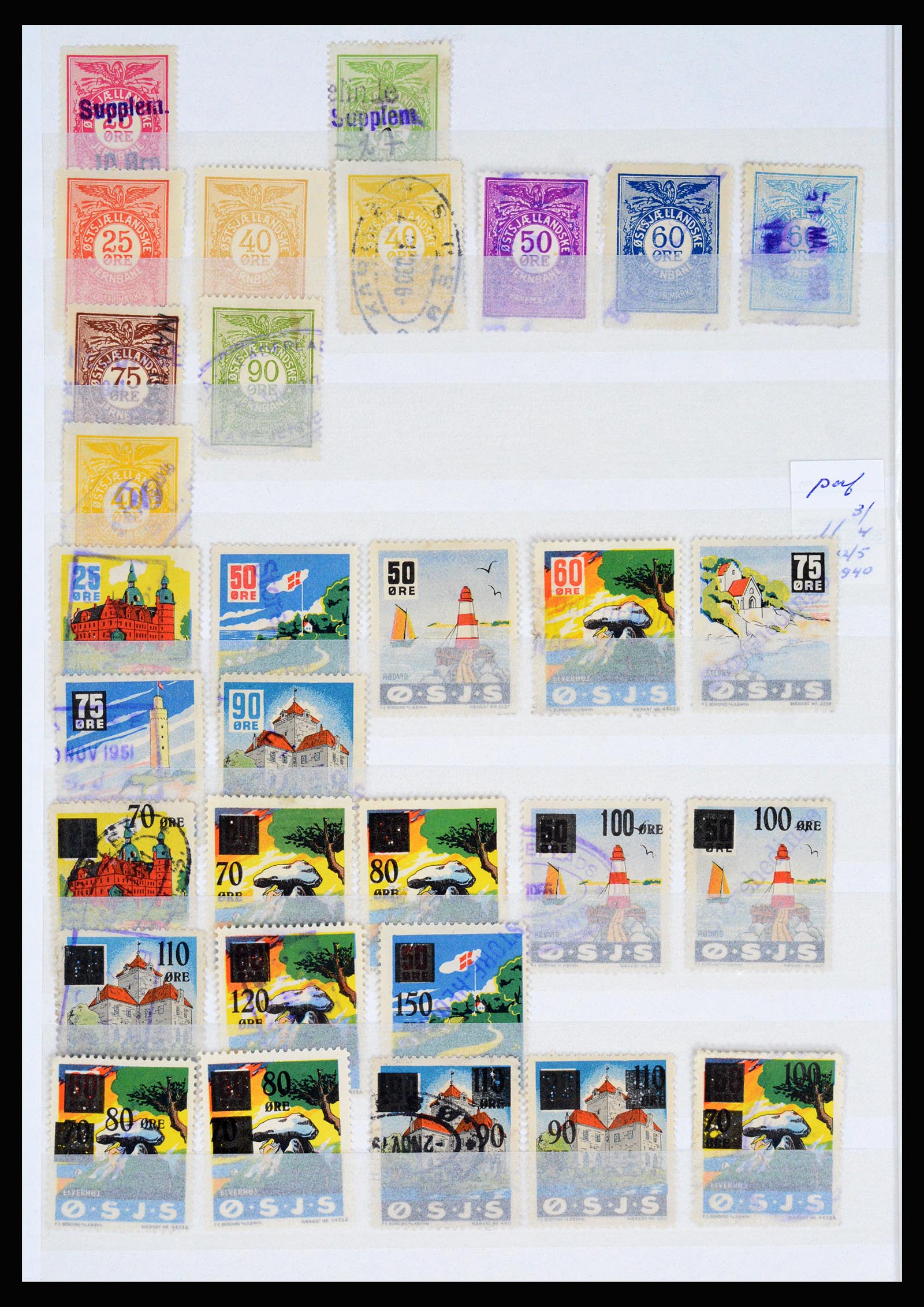 36982 113 - Postzegelverzameling 36982 Denemarken spoorwegzegels.