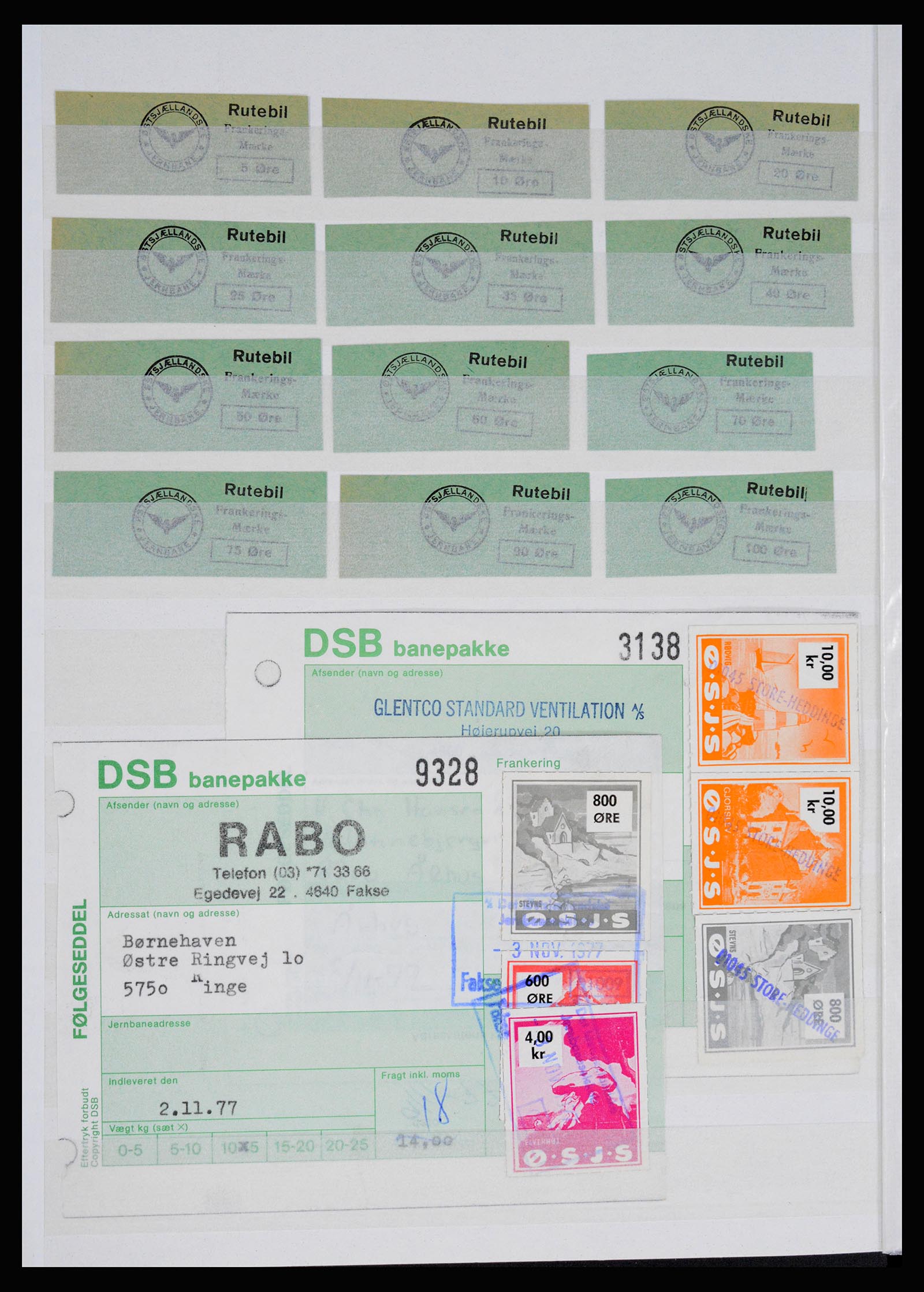 36982 121 - Stamp collection 36982 Denmark railroad stamps.