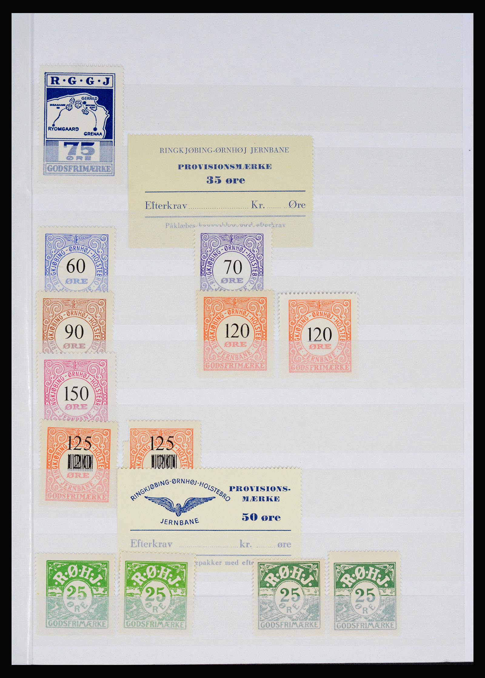 36982 124 - Stamp collection 36982 Denmark railroad stamps.