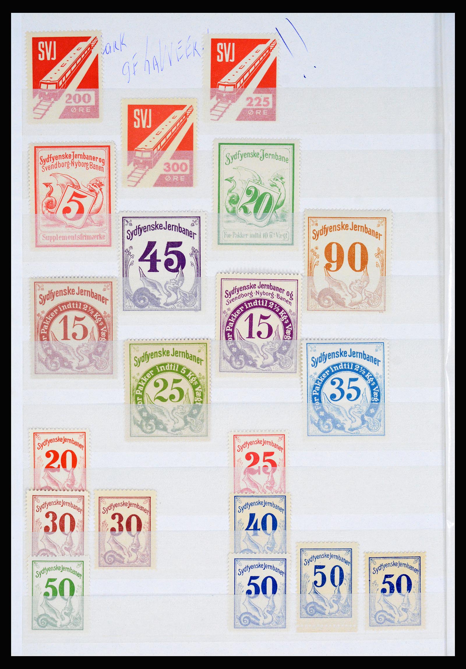 36982 129 - Postzegelverzameling 36982 Denemarken spoorwegzegels.