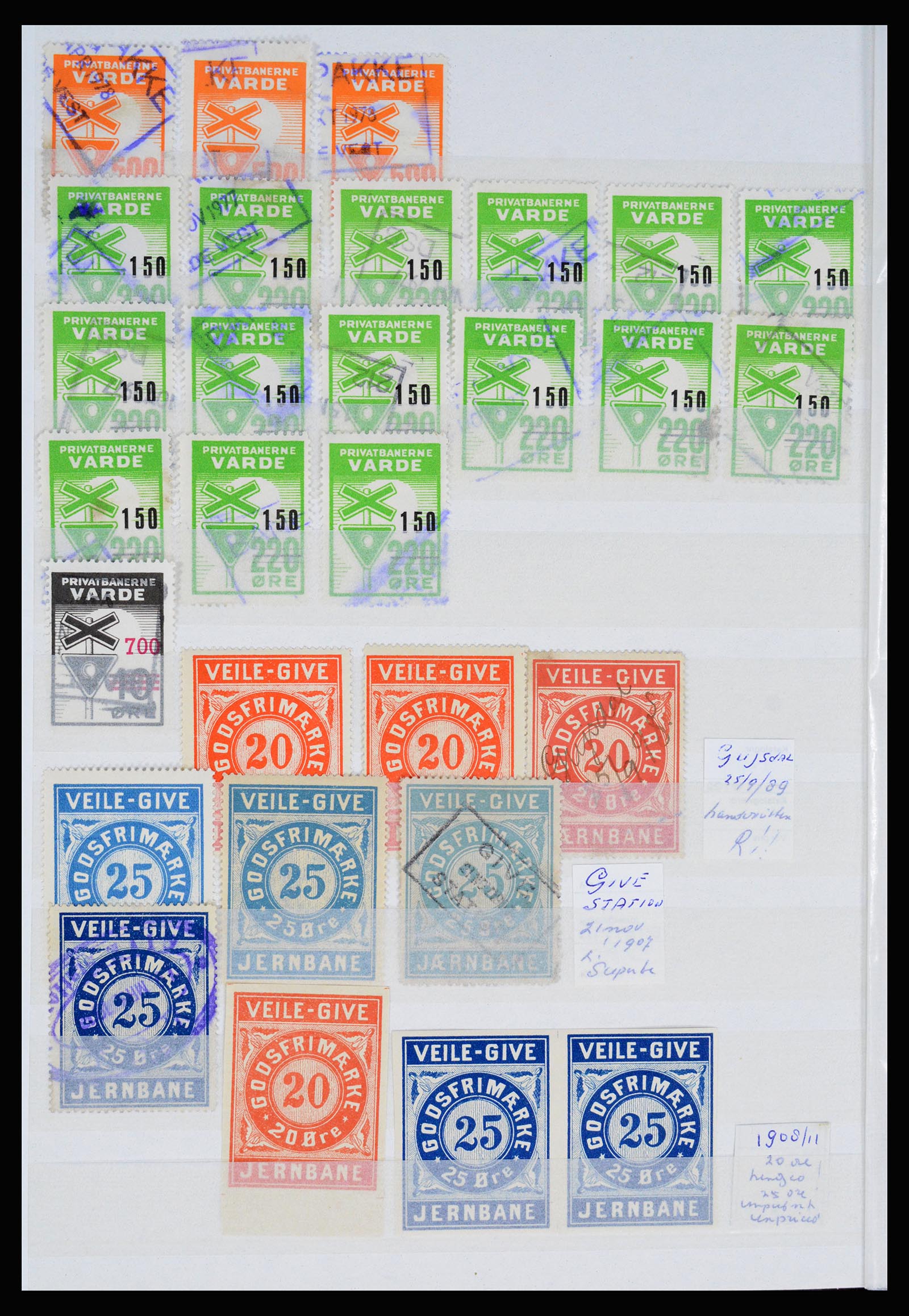 36982 133 - Stamp collection 36982 Denmark railroad stamps.