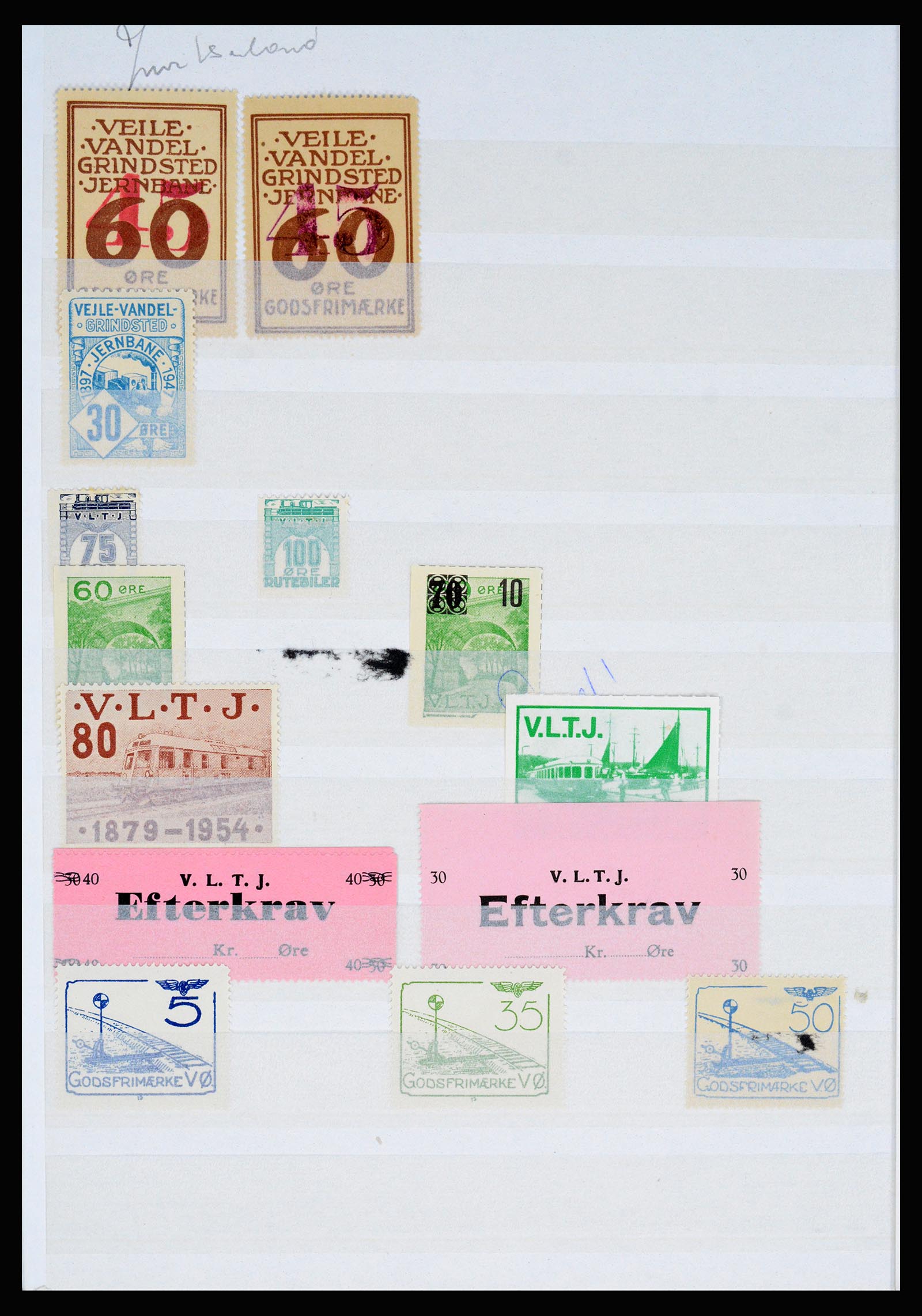 36982 135 - Postzegelverzameling 36982 Denemarken spoorwegzegels.