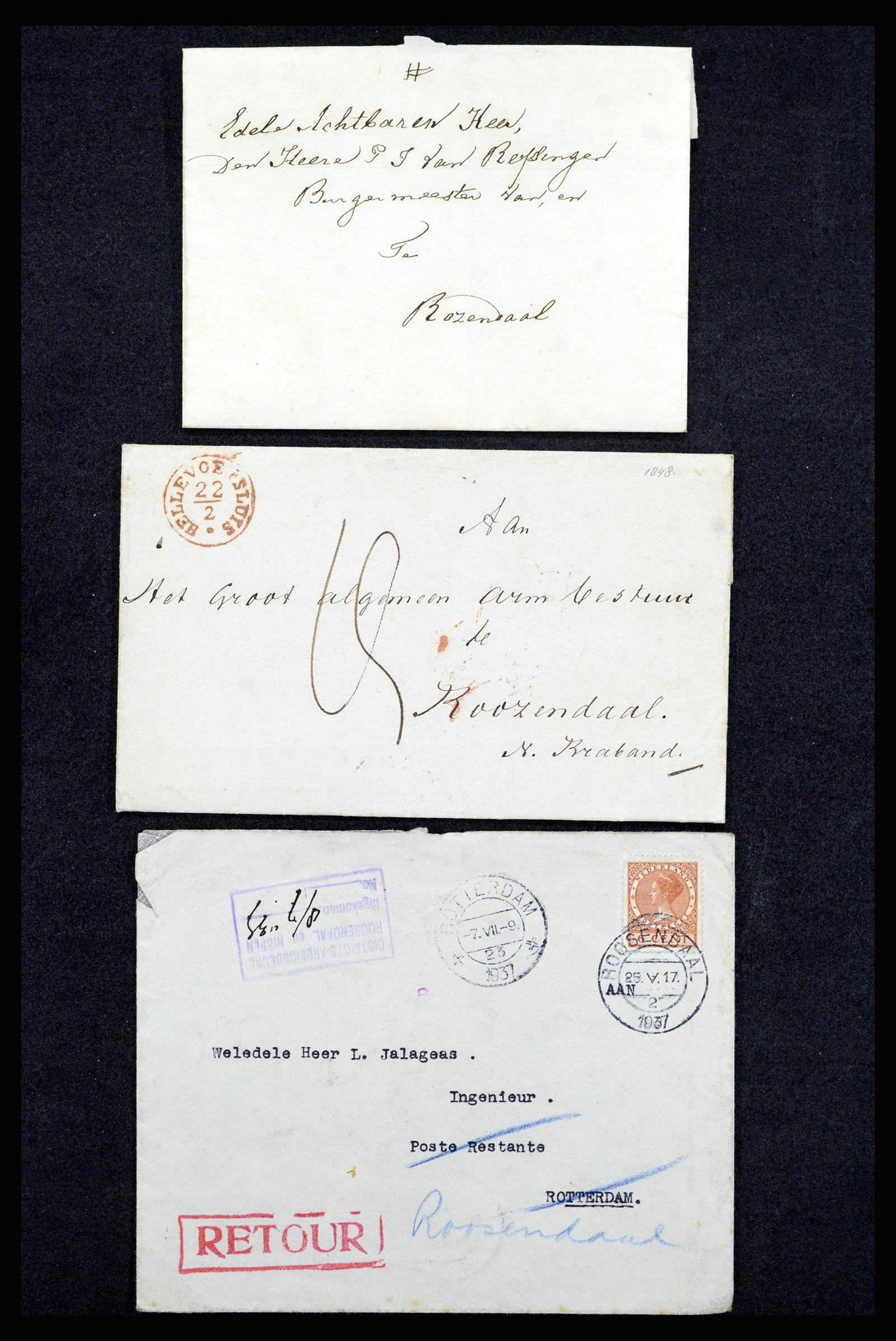 37051 043 - Postzegelverzameling 37051 Nederland brieven Roosendaal 1630(!)-1918.