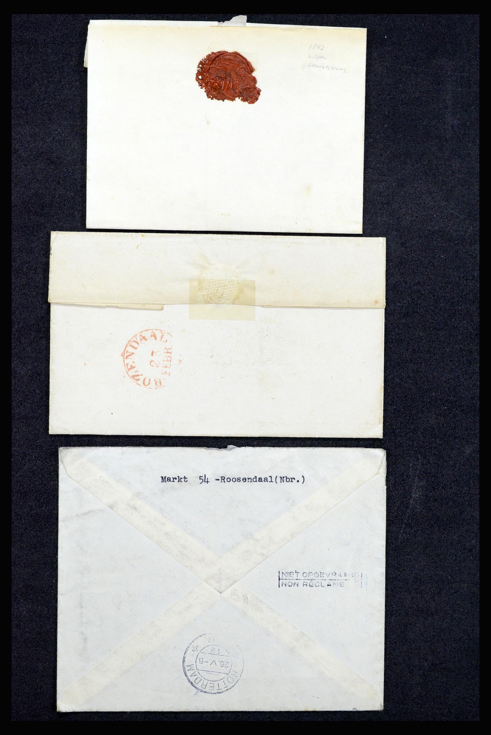 37051 044 - Postzegelverzameling 37051 Nederland brieven Roosendaal 1630(!)-1918.