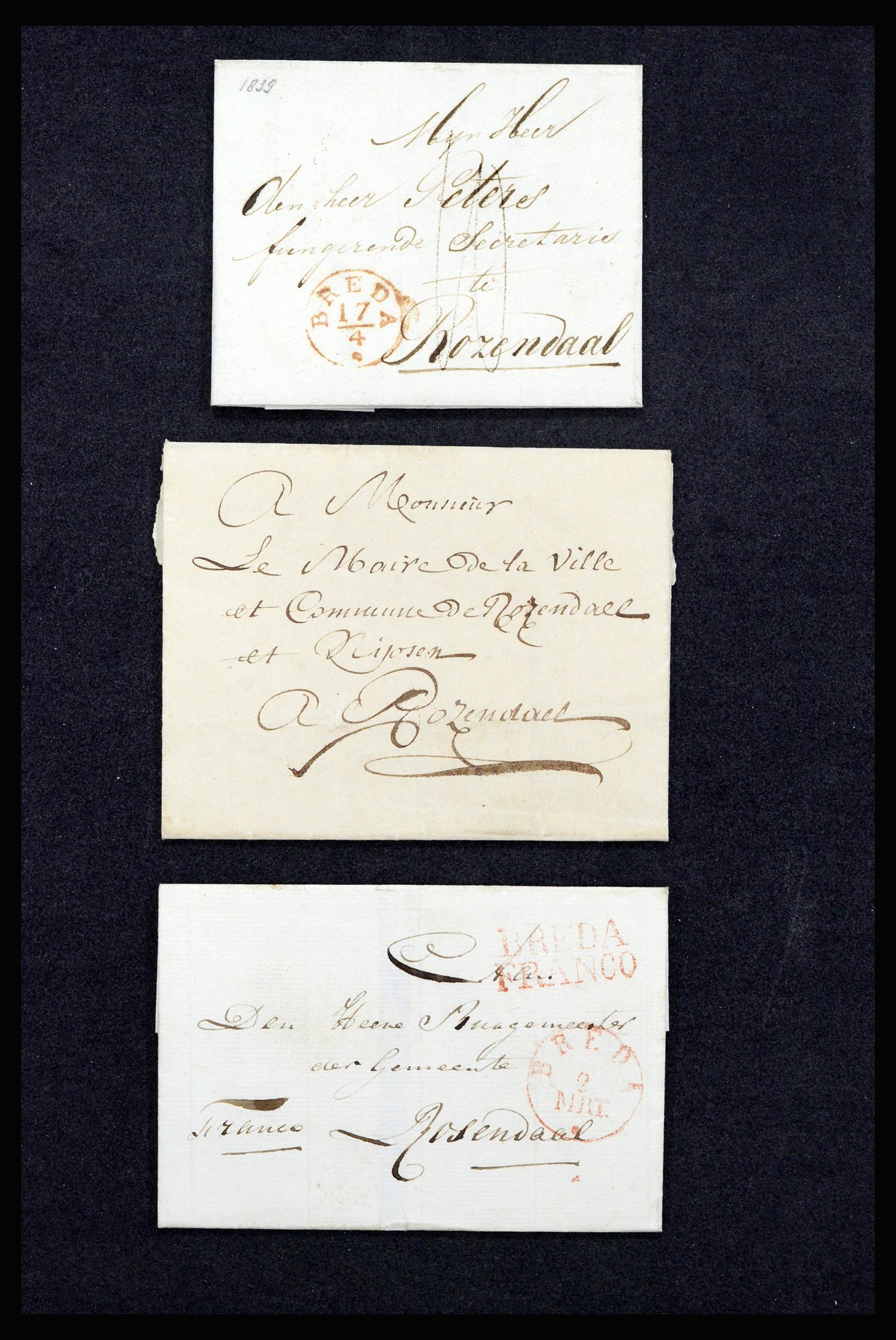37051 063 - Postzegelverzameling 37051 Nederland brieven Roosendaal 1630(!)-1918.