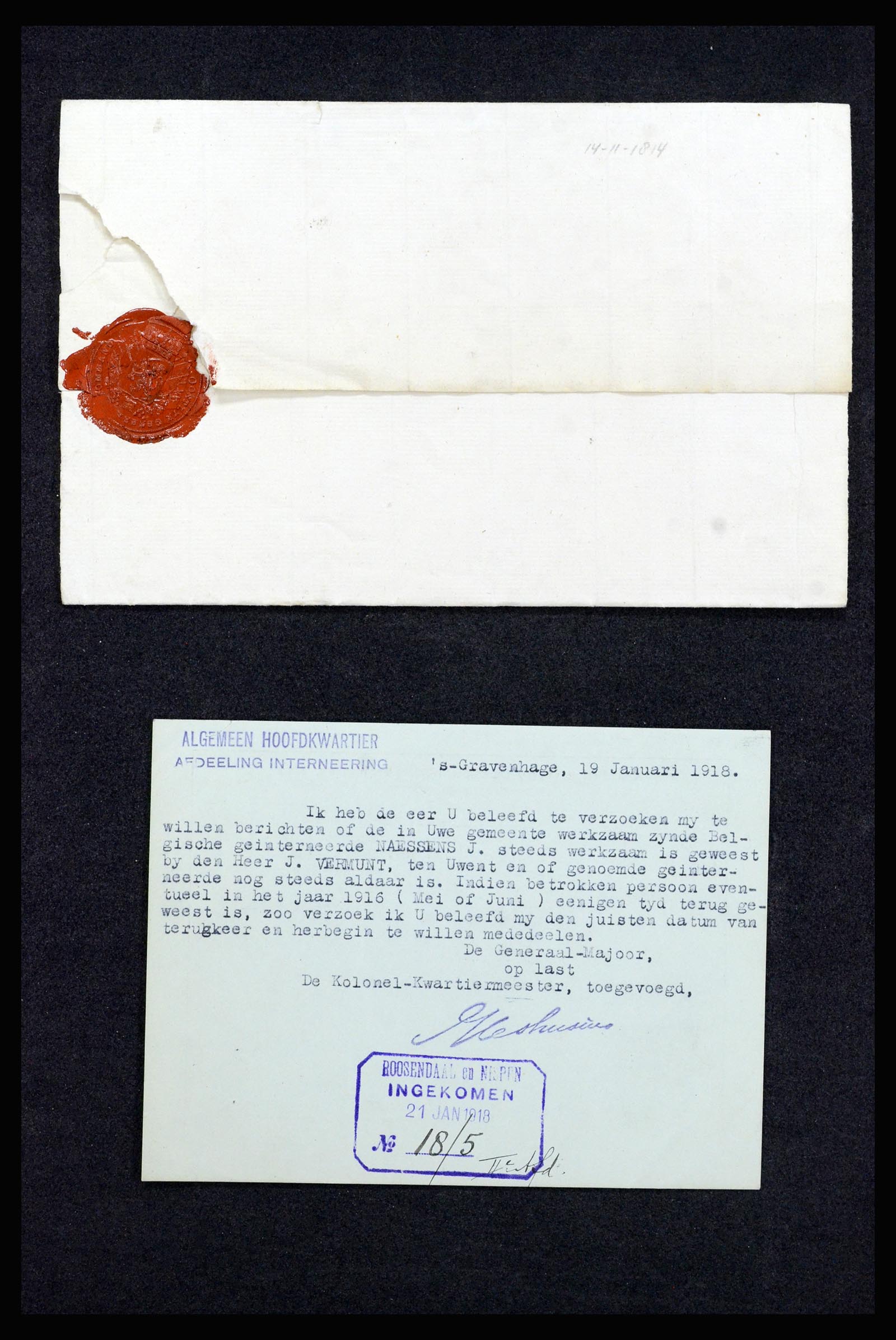 37051 074 - Postzegelverzameling 37051 Nederland brieven Roosendaal 1630(!)-1918.