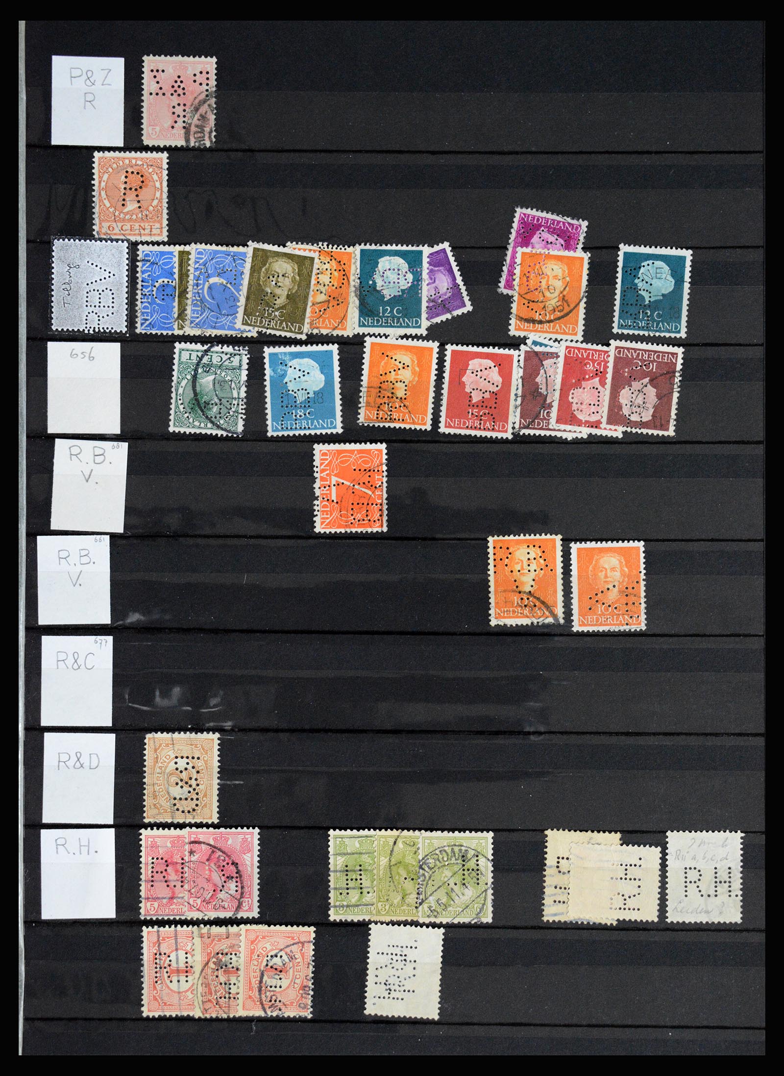 37054 037 - Postzegelverzameling 37054 Nederland perfins 1890-1960.
