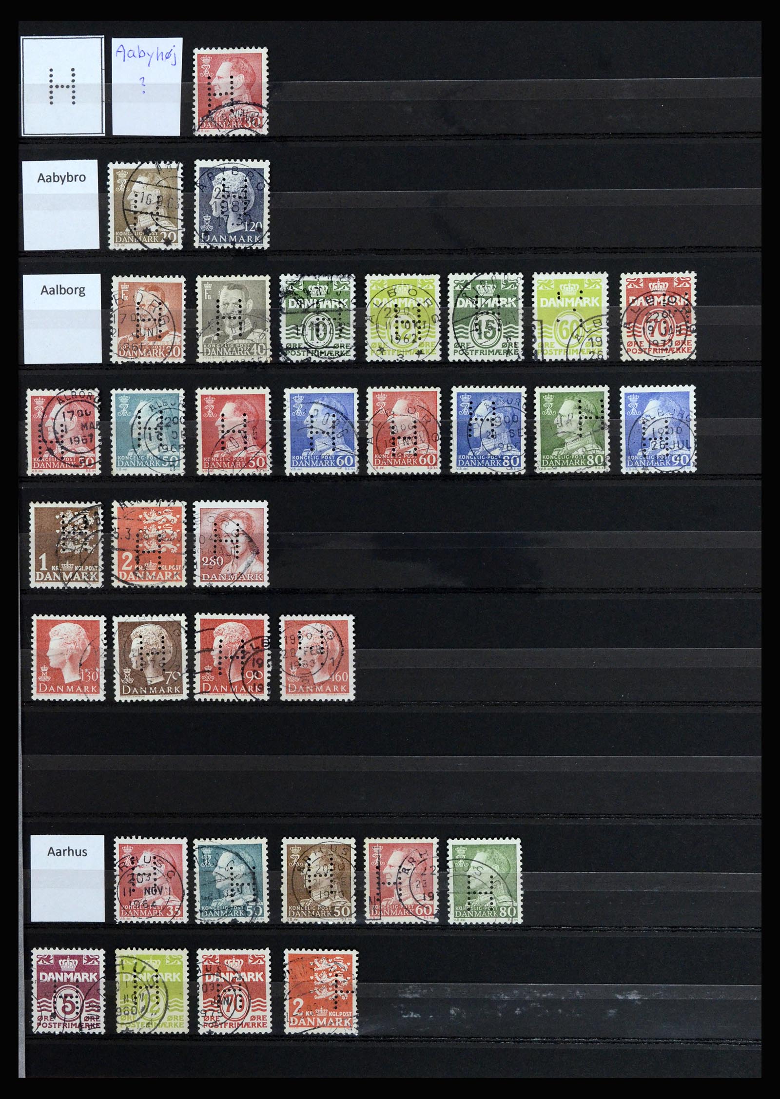 37056 001 - Stamp collection 37056 Denmark perfins.