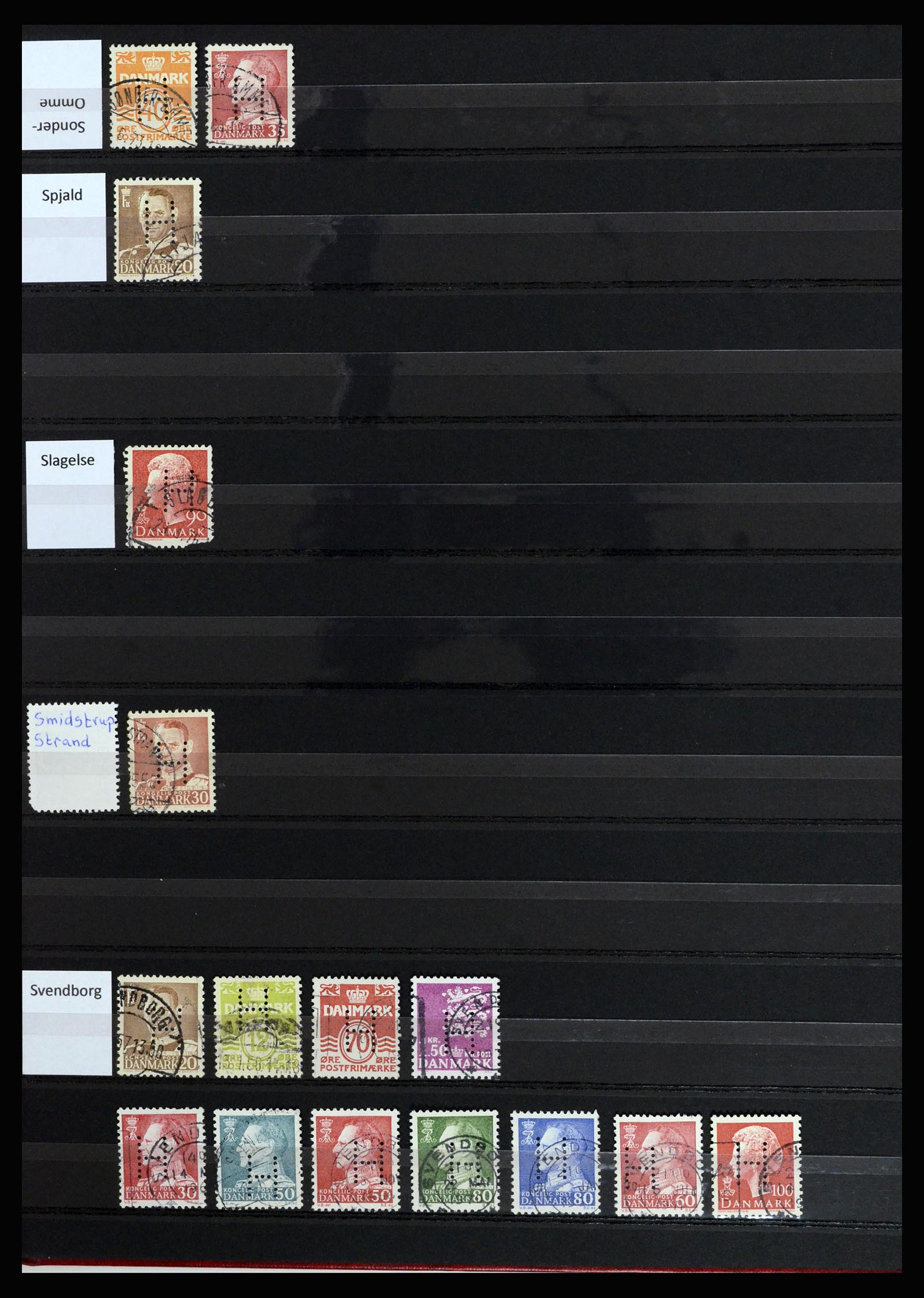 37056 011 - Stamp collection 37056 Denmark perfins.
