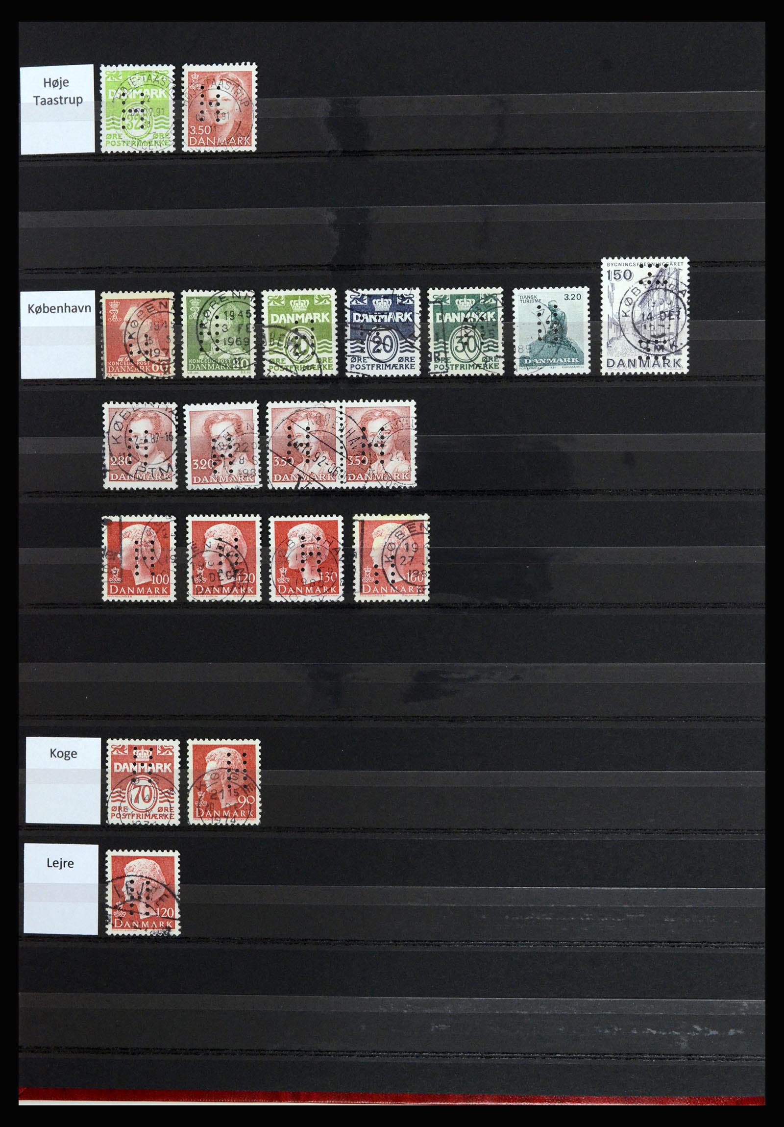 37056 016 - Stamp collection 37056 Denmark perfins.