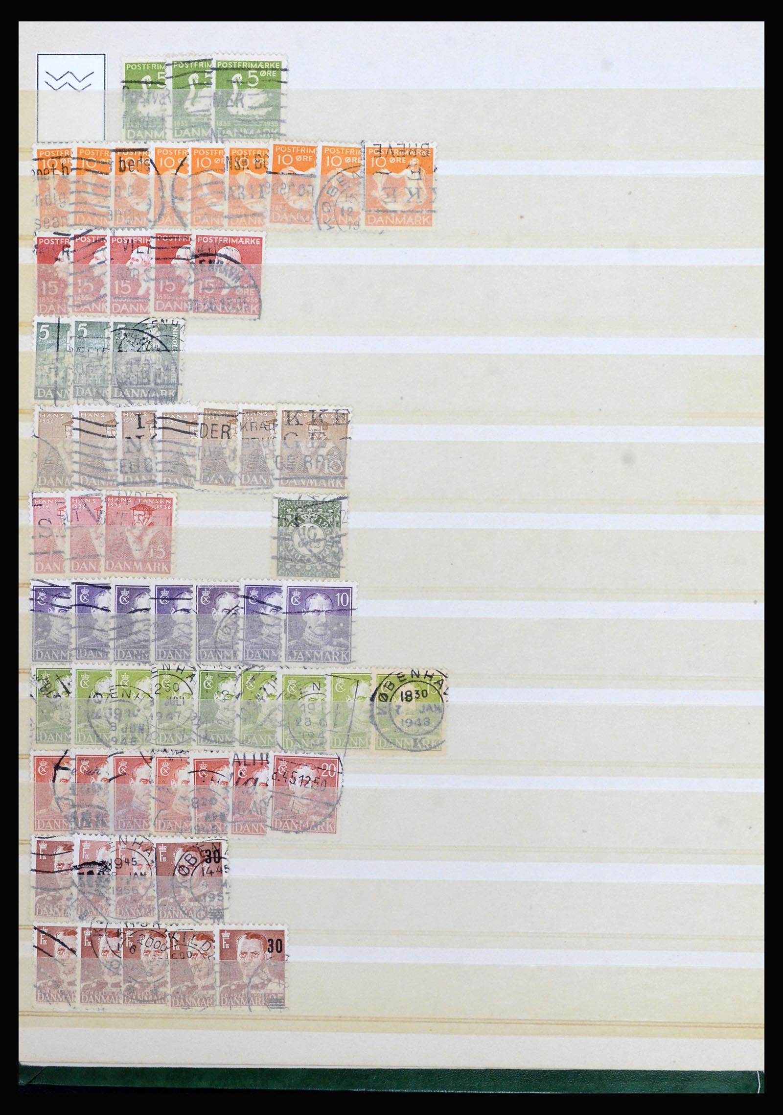 37056 027 - Stamp collection 37056 Denmark perfins.