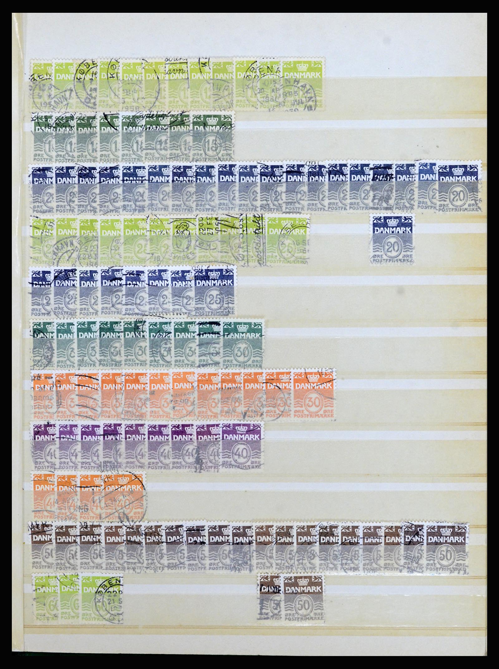 37056 030 - Postzegelverzameling 37056 Denemarken perfins.