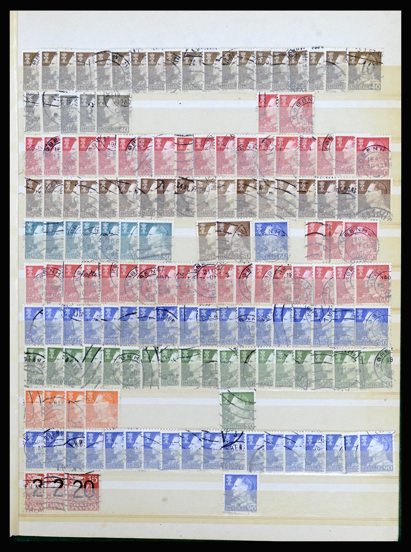 37056 032 - Postzegelverzameling 37056 Denemarken perfins.