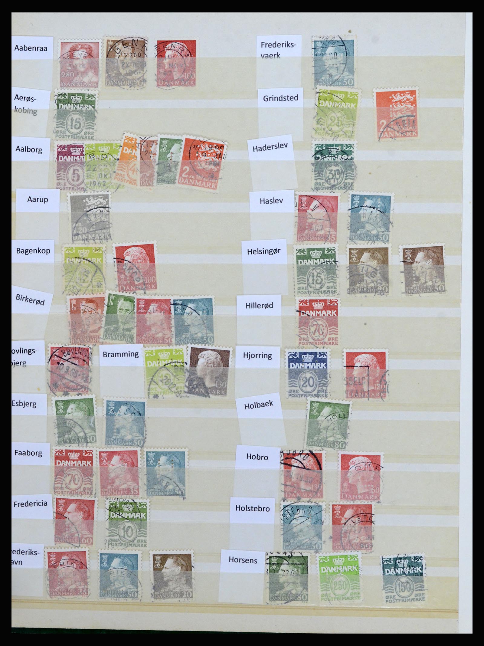 37056 039 - Postzegelverzameling 37056 Denemarken perfins.