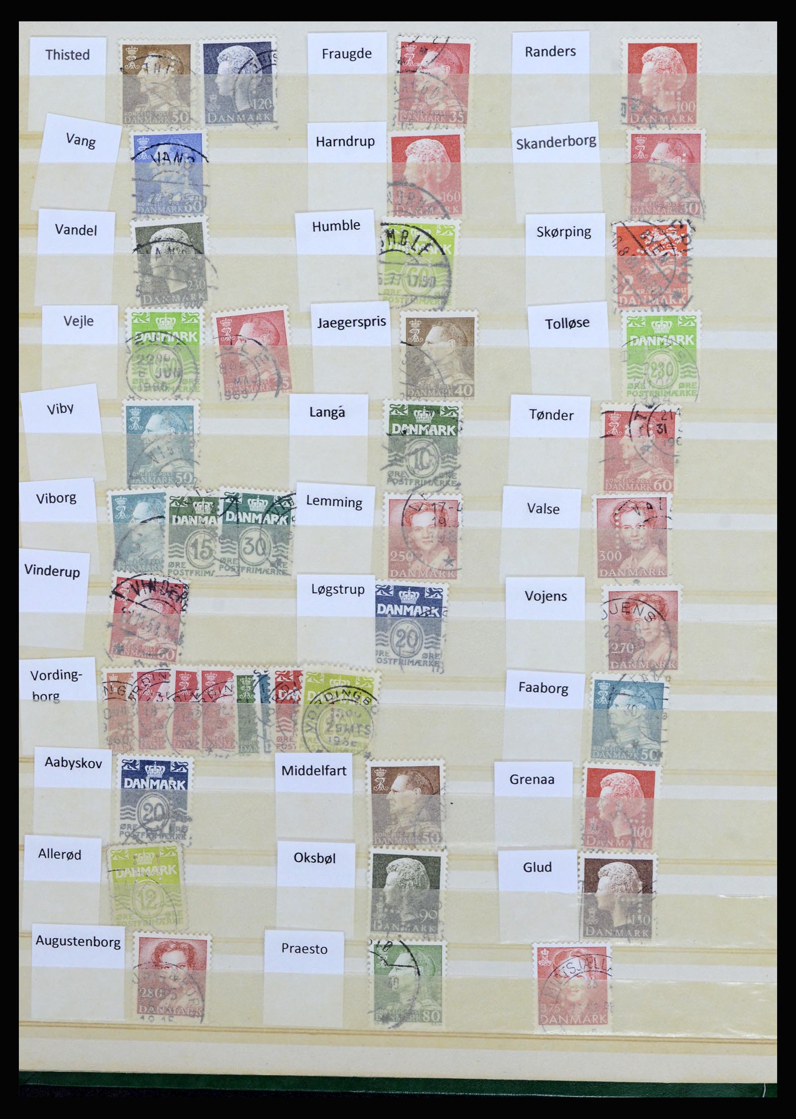 37056 041 - Postzegelverzameling 37056 Denemarken perfins.