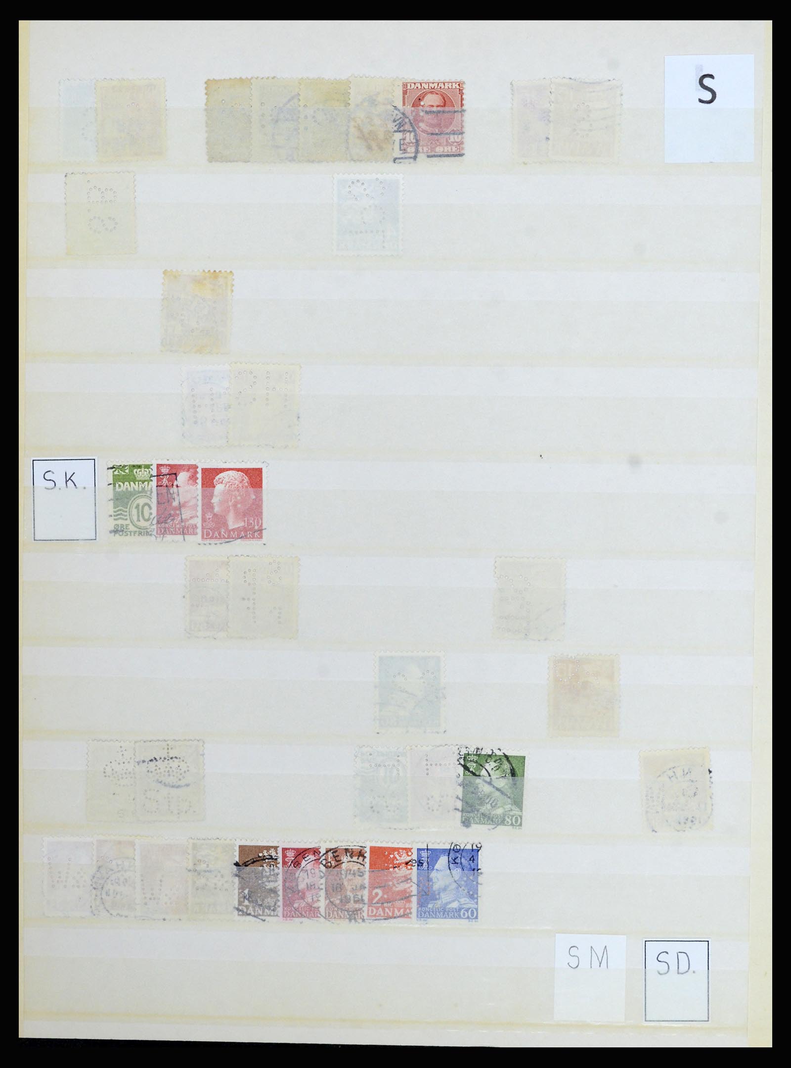 37056 059 - Stamp collection 37056 Denmark perfins.