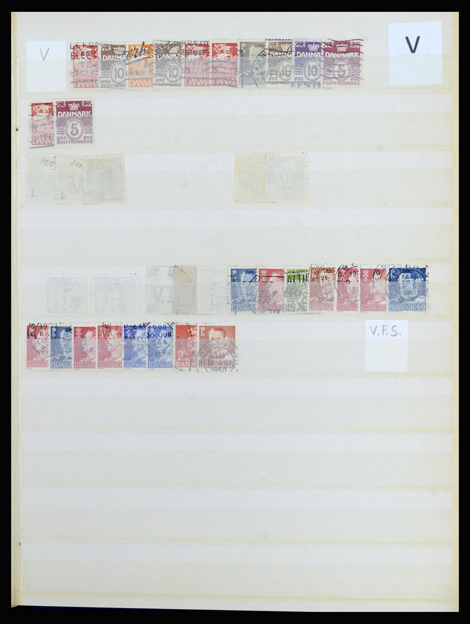 37056 061 - Stamp collection 37056 Denmark perfins.