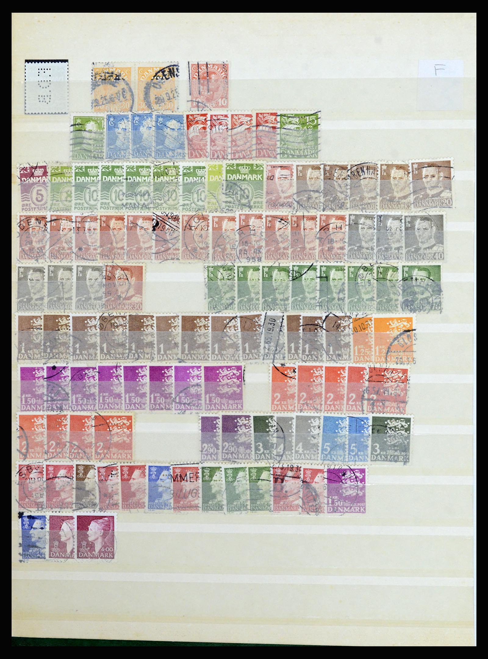 37056 072 - Postzegelverzameling 37056 Denemarken perfins.