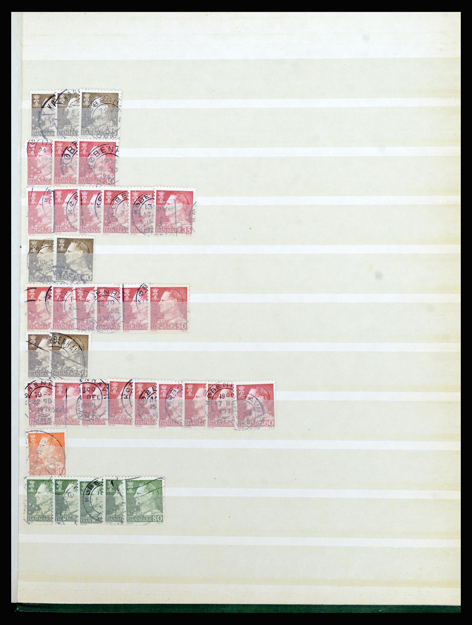 37056 095 - Postzegelverzameling 37056 Denemarken perfins.