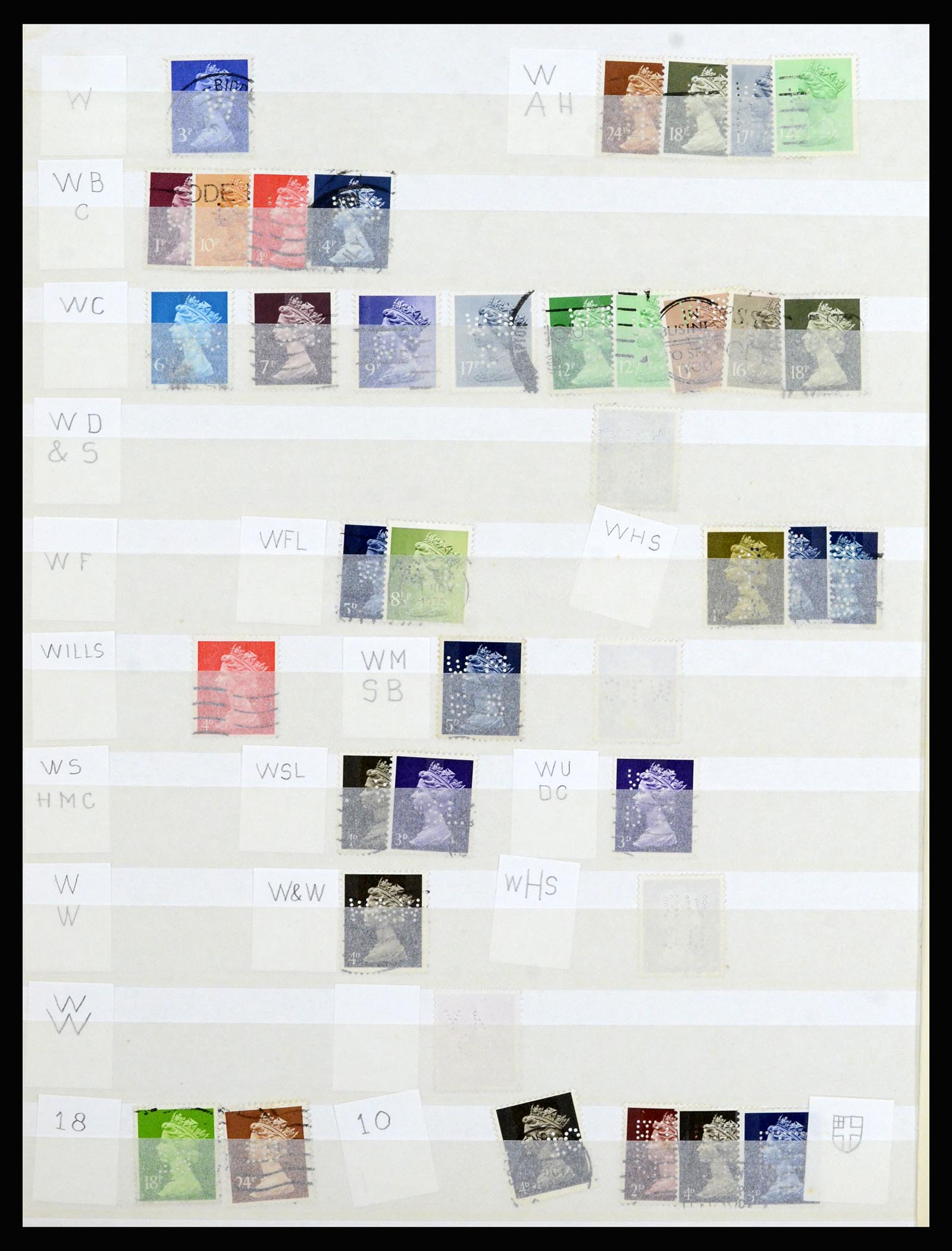 37057 014 - Postzegelverzameling 37057 Wereld perfins 1880-1950.