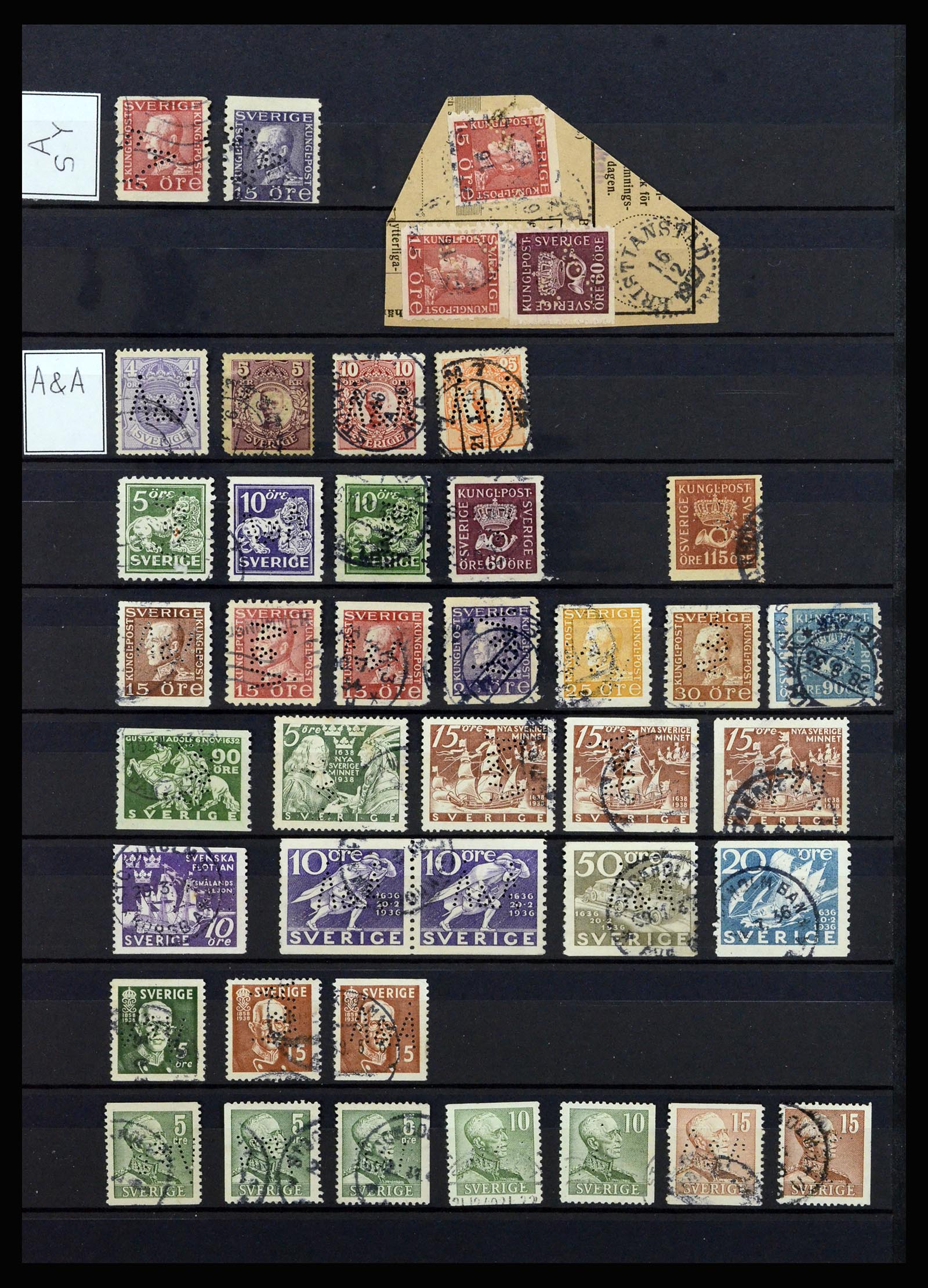 37057 060 - Postzegelverzameling 37057 Wereld perfins 1880-1950.