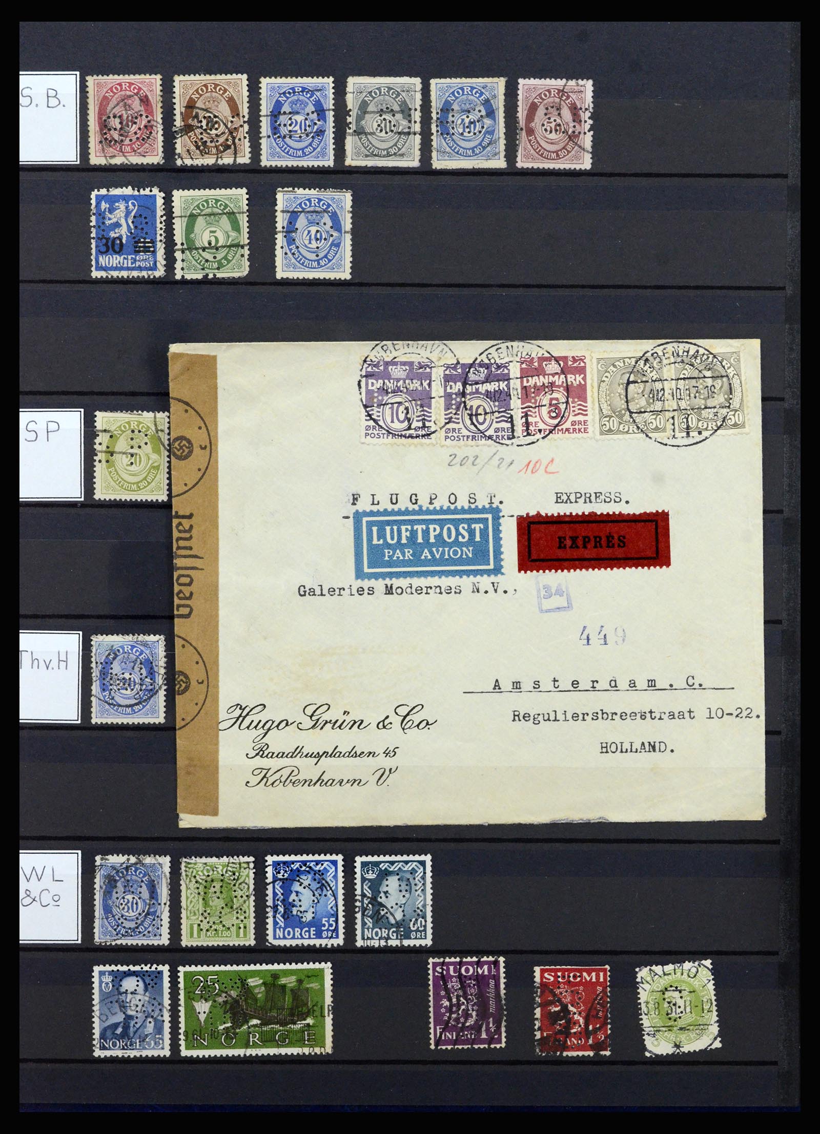 37057 082 - Stamp collection 37057 World perfins 1880-1950.