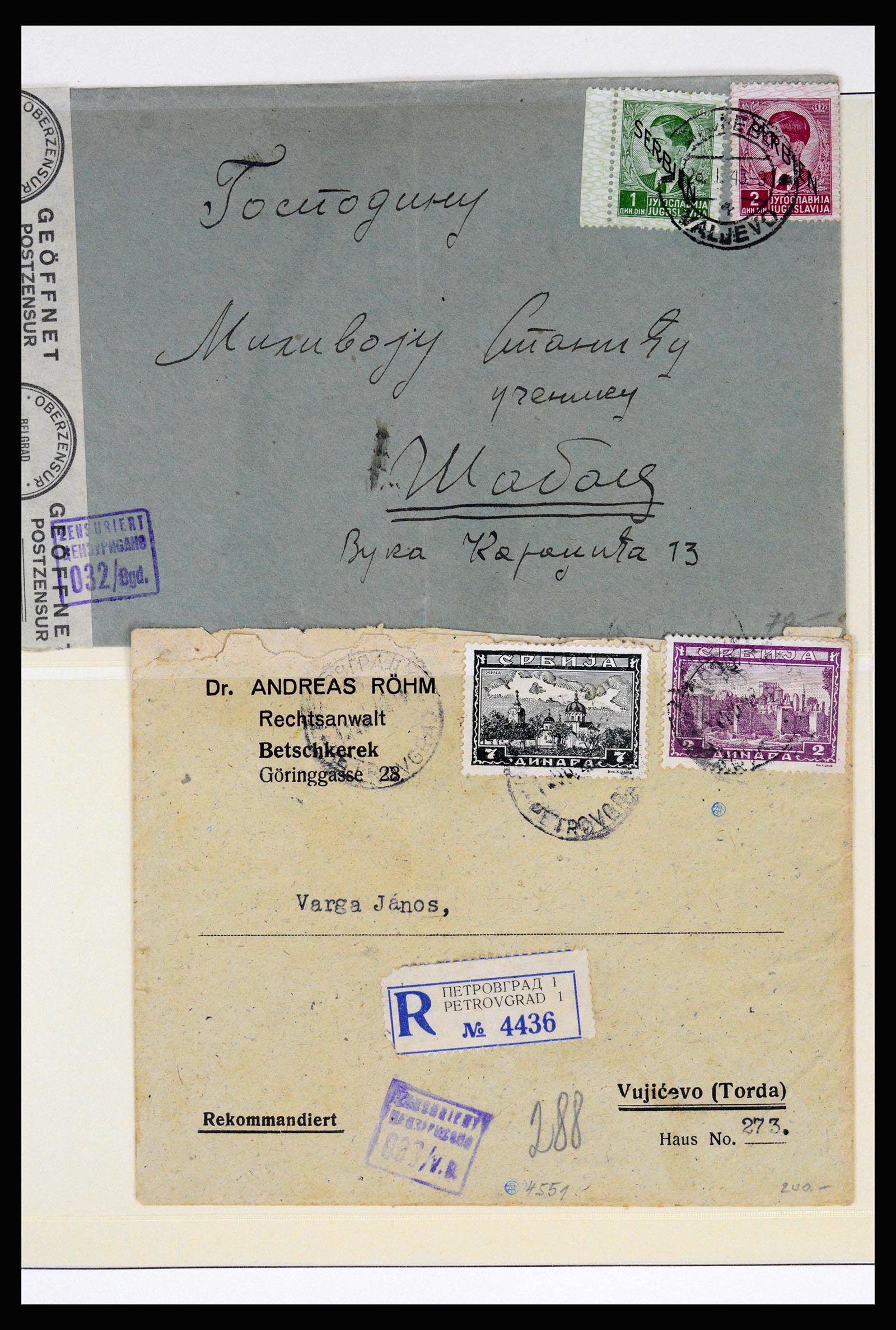 37066 024 - Postzegelverzameling 37066 Servië brieven WO II.
