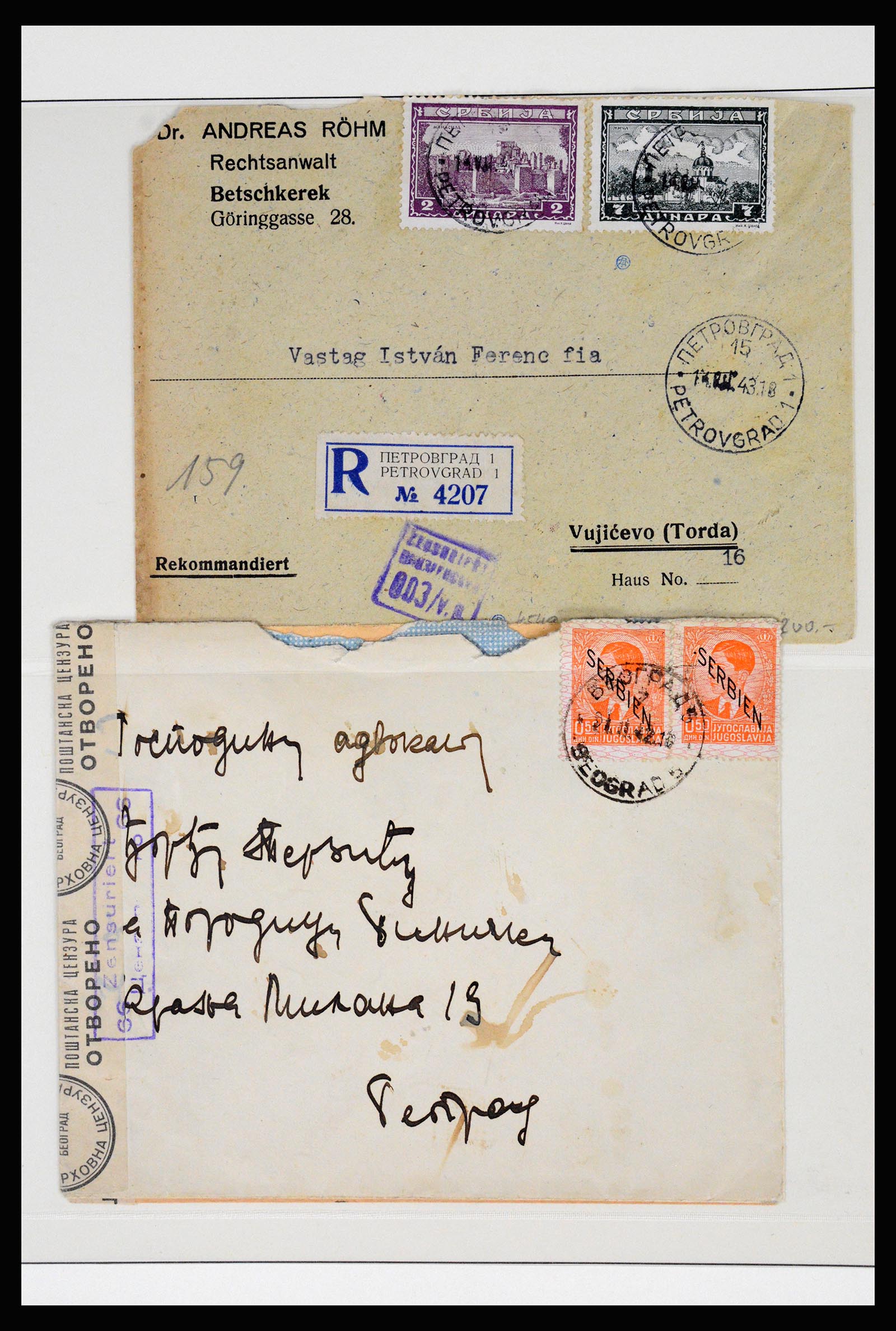 37066 026 - Postzegelverzameling 37066 Servië brieven WO II.