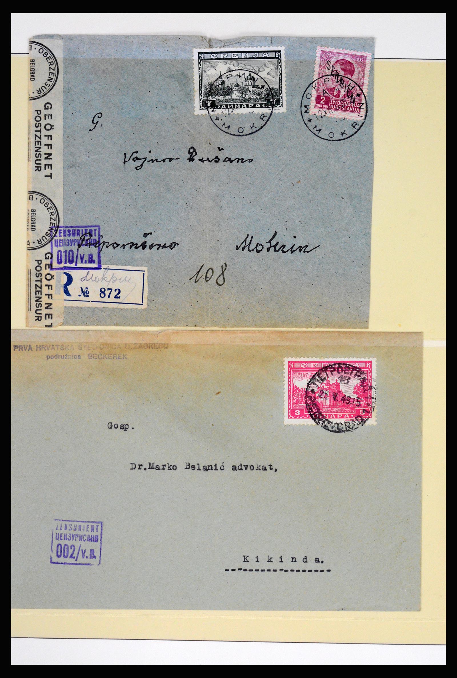 37066 046 - Postzegelverzameling 37066 Servië brieven WO II.
