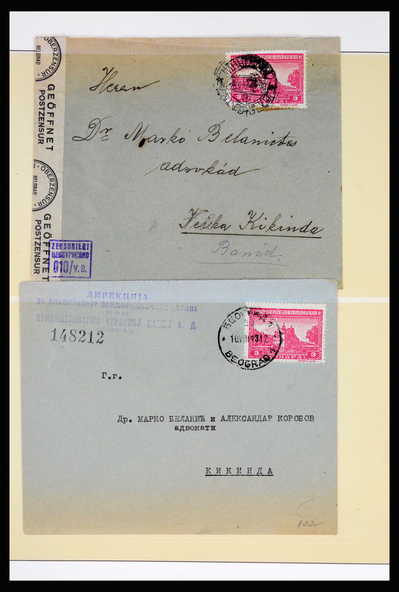 37066 048 - Postzegelverzameling 37066 Servië brieven WO II.