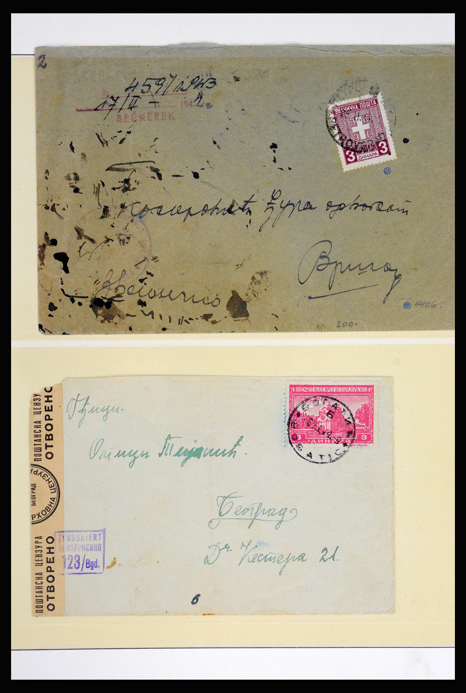 37066 055 - Postzegelverzameling 37066 Servië brieven WO II.