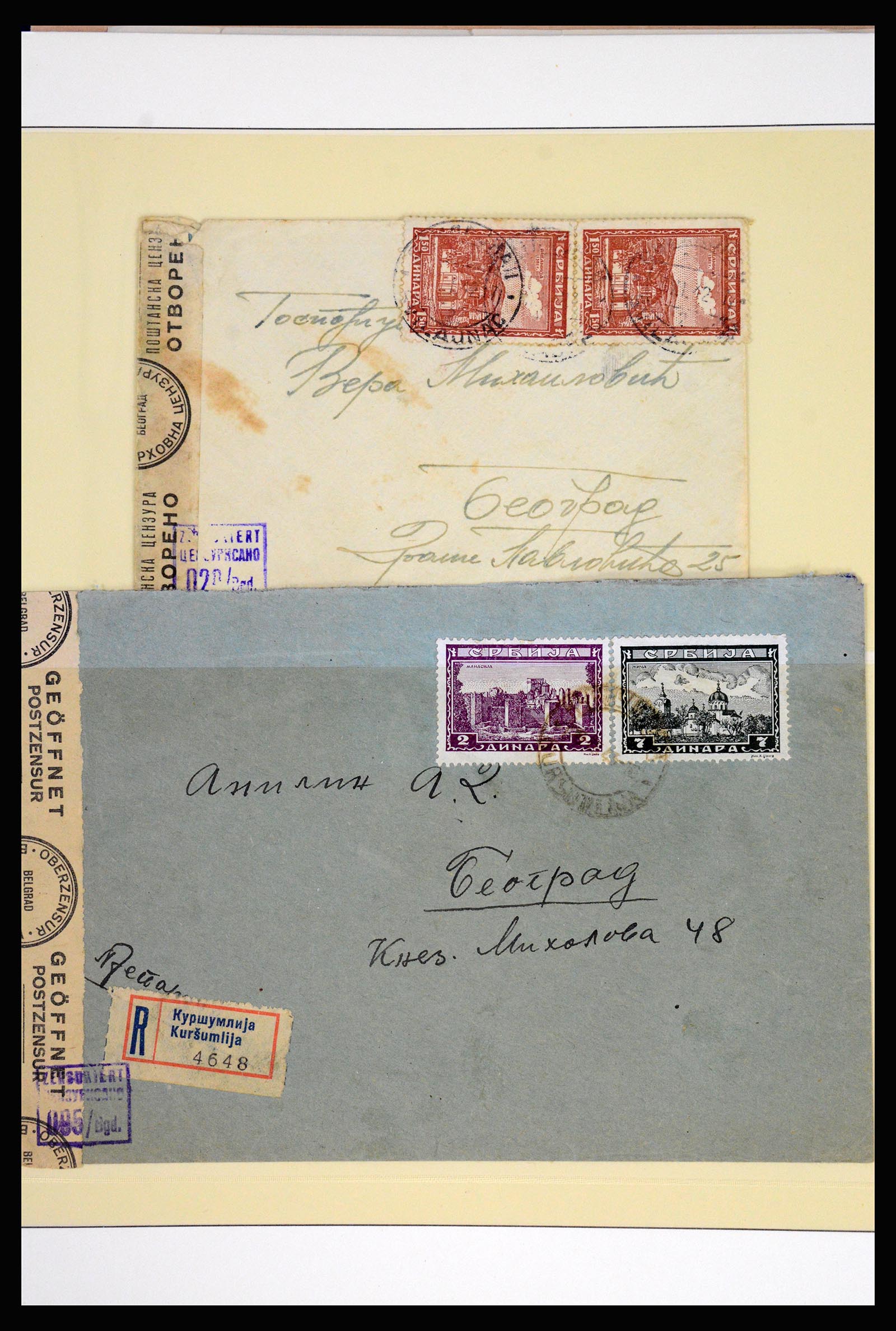 37066 060 - Postzegelverzameling 37066 Servië brieven WO II.