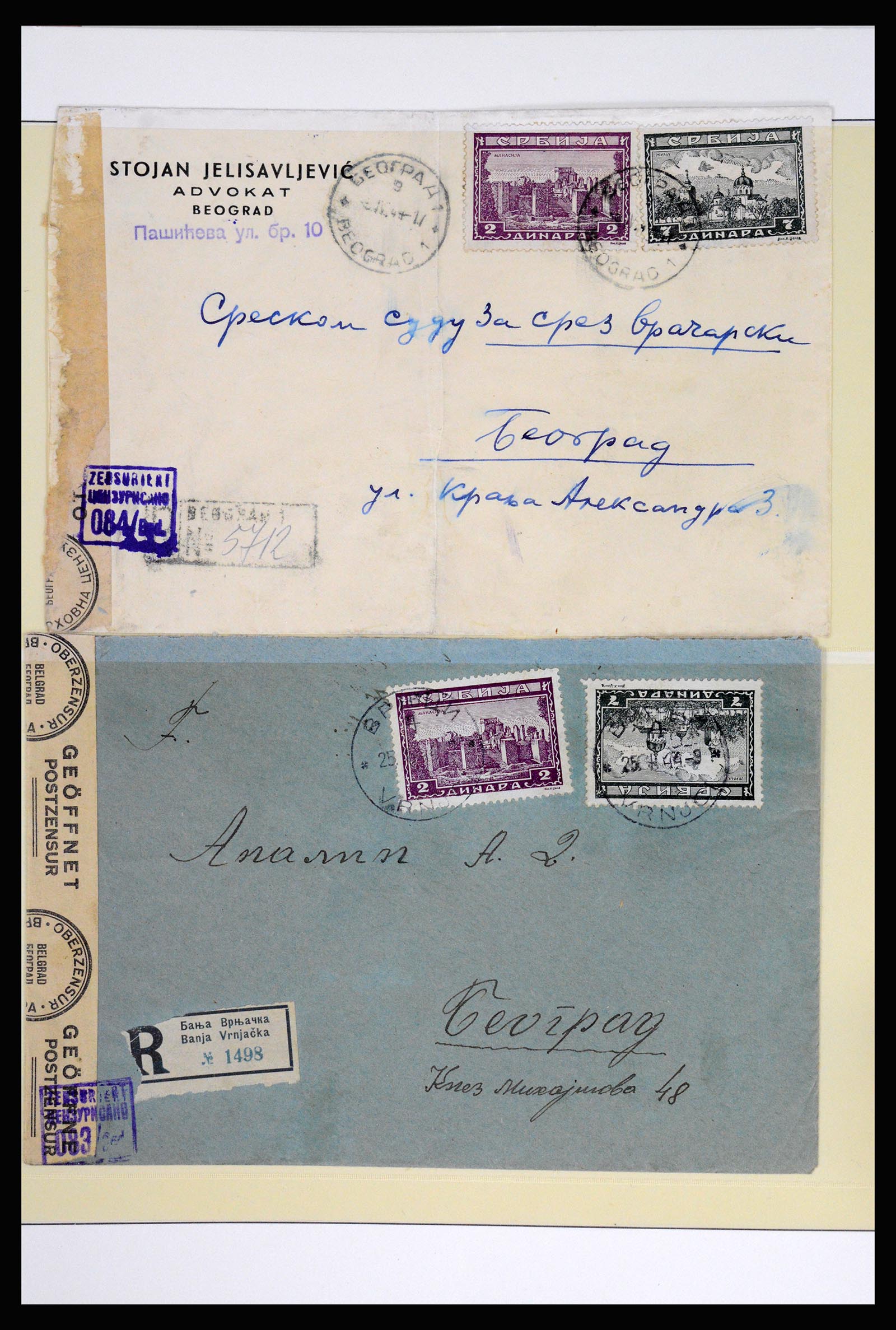 37066 065 - Postzegelverzameling 37066 Servië brieven WO II.