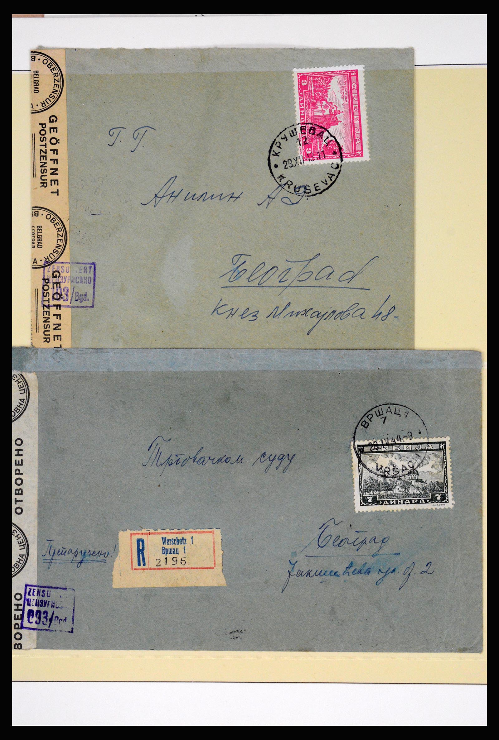 37066 069 - Postzegelverzameling 37066 Servië brieven WO II.