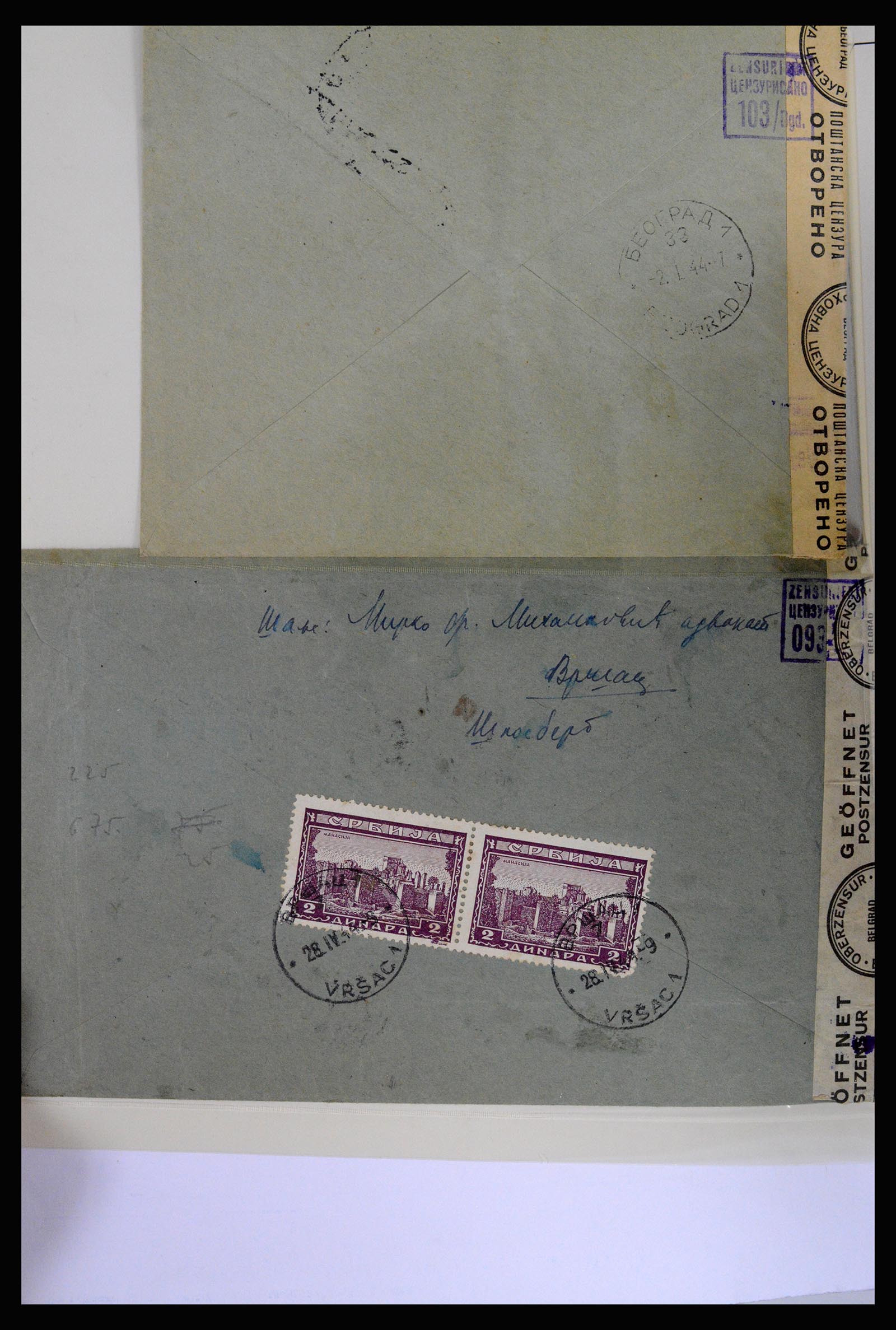 37066 070 - Postzegelverzameling 37066 Servië brieven WO II.