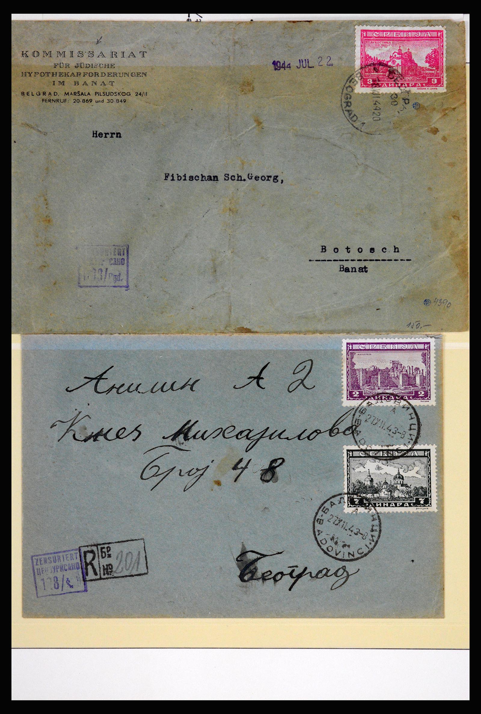 37066 071 - Postzegelverzameling 37066 Servië brieven WO II.