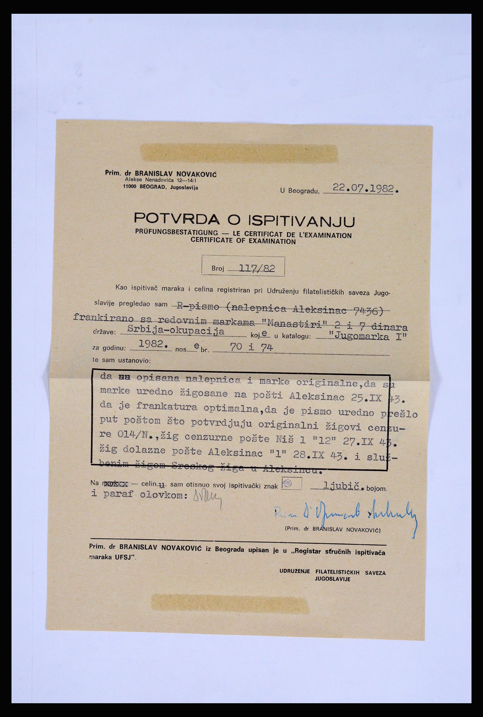 37066 072 - Postzegelverzameling 37066 Servië brieven WO II.