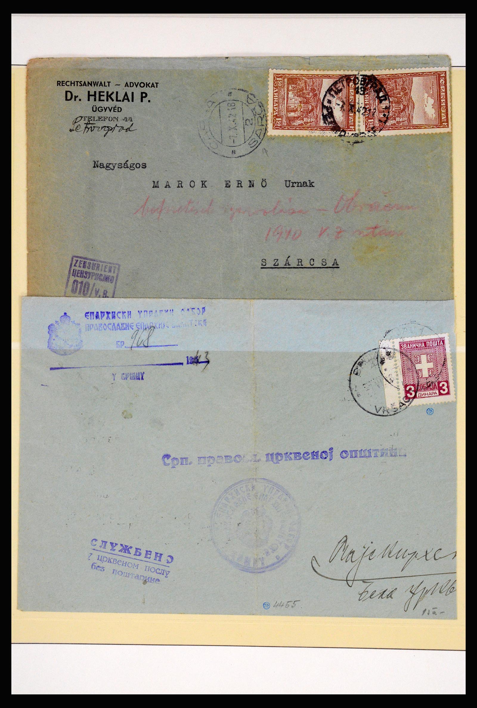 37066 078 - Postzegelverzameling 37066 Servië brieven WO II.