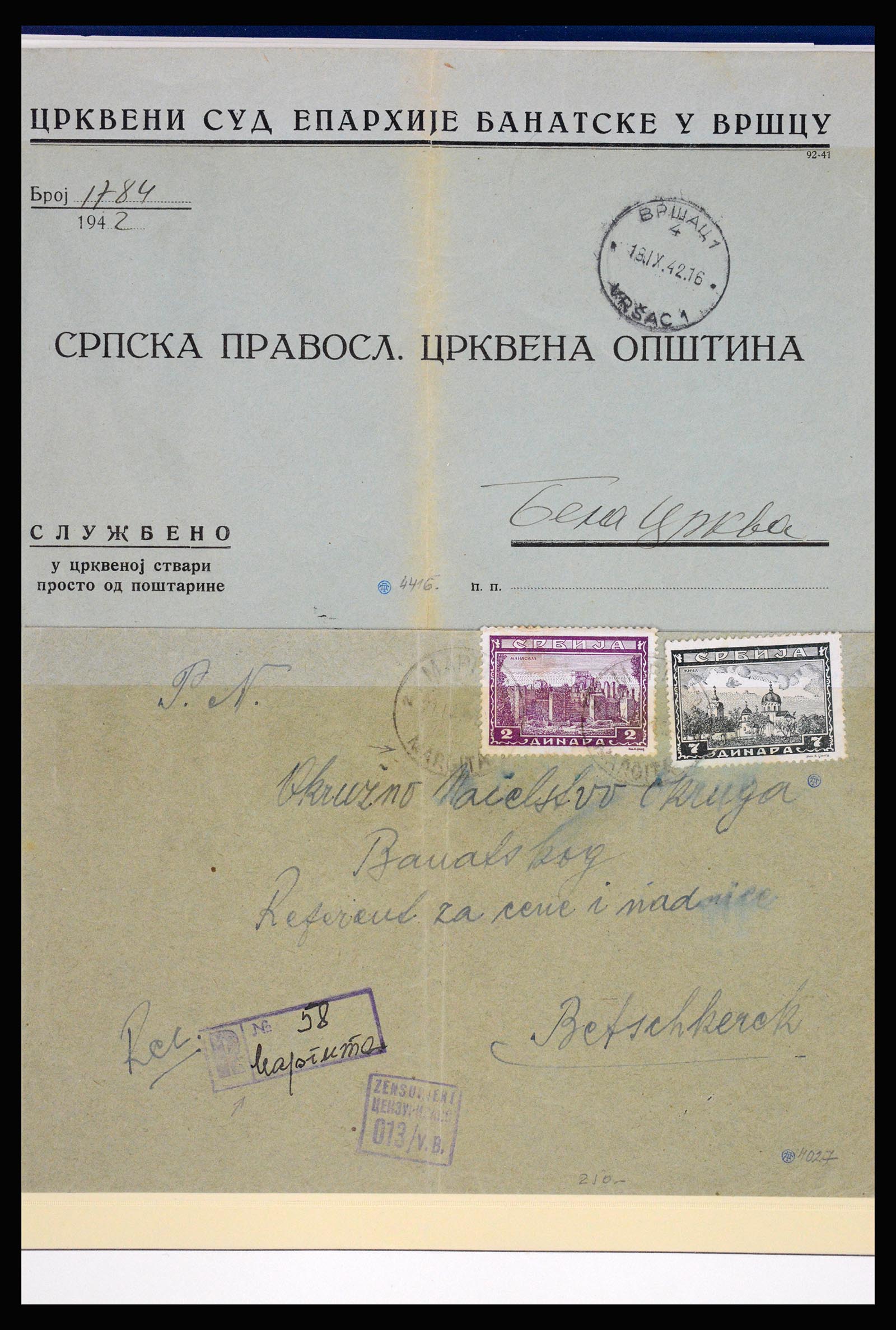37066 086 - Postzegelverzameling 37066 Servië brieven WO II.