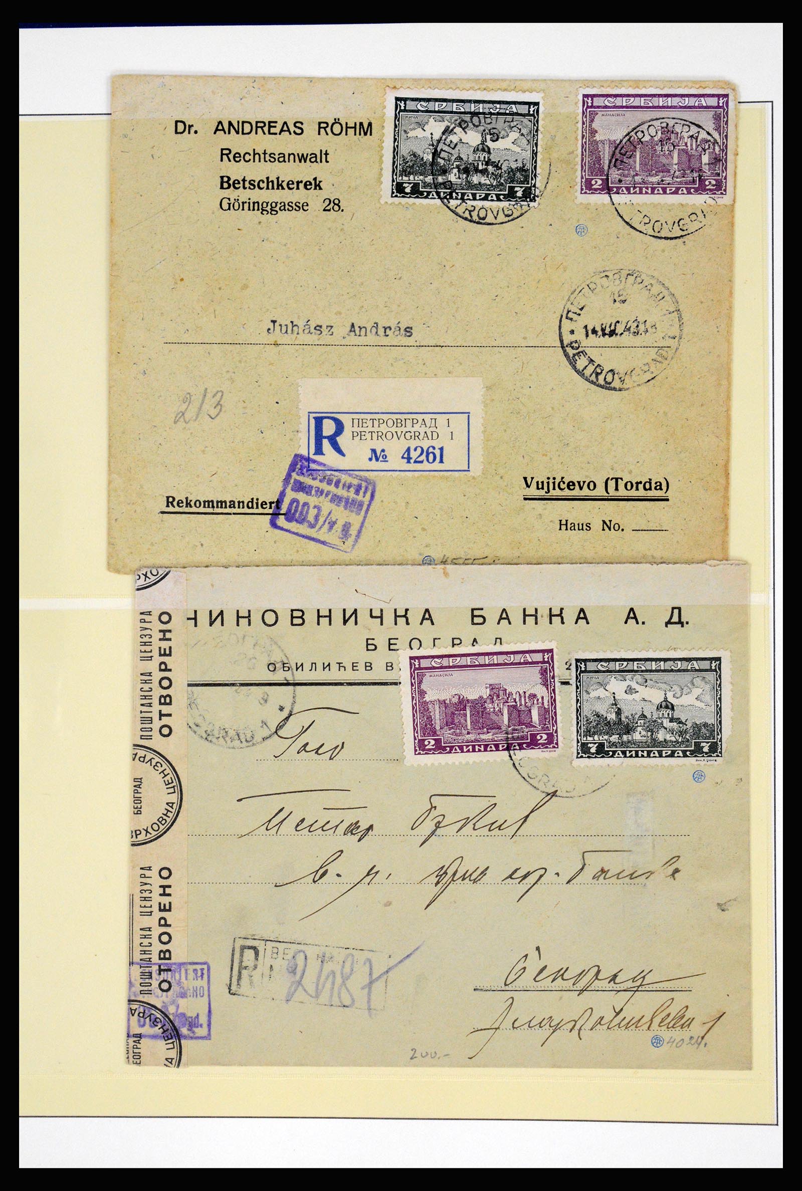 37066 089 - Postzegelverzameling 37066 Servië brieven WO II.