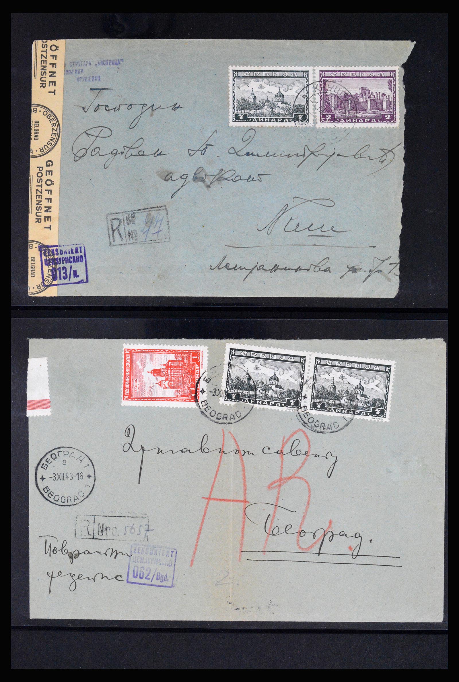 37066 096 - Postzegelverzameling 37066 Servië brieven WO II.