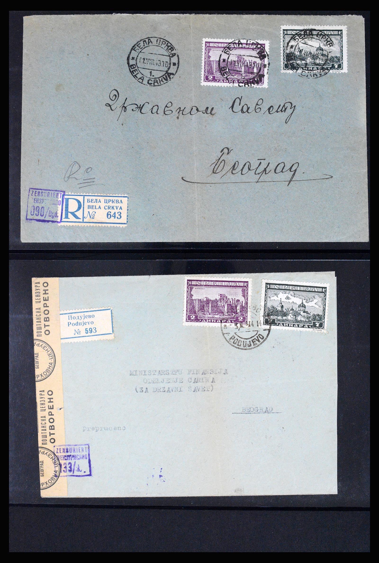 37066 098 - Postzegelverzameling 37066 Servië brieven WO II.