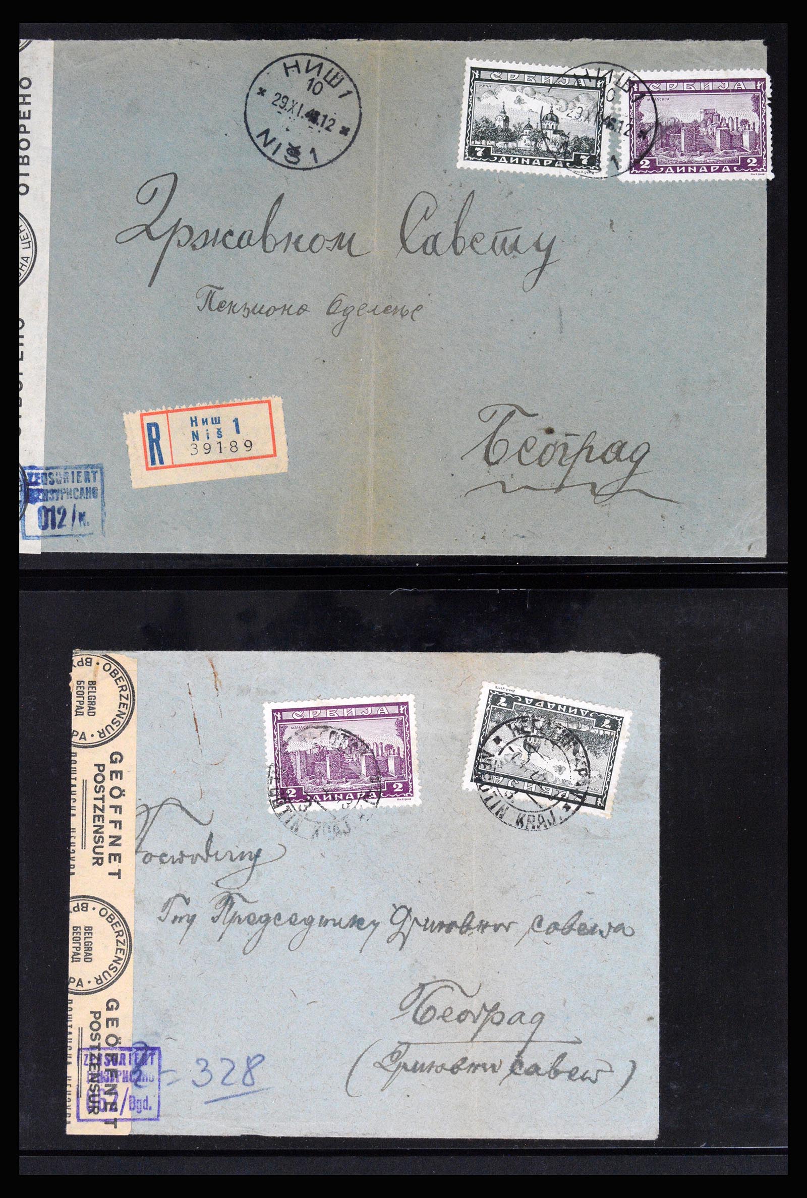 37066 103 - Postzegelverzameling 37066 Servië brieven WO II.