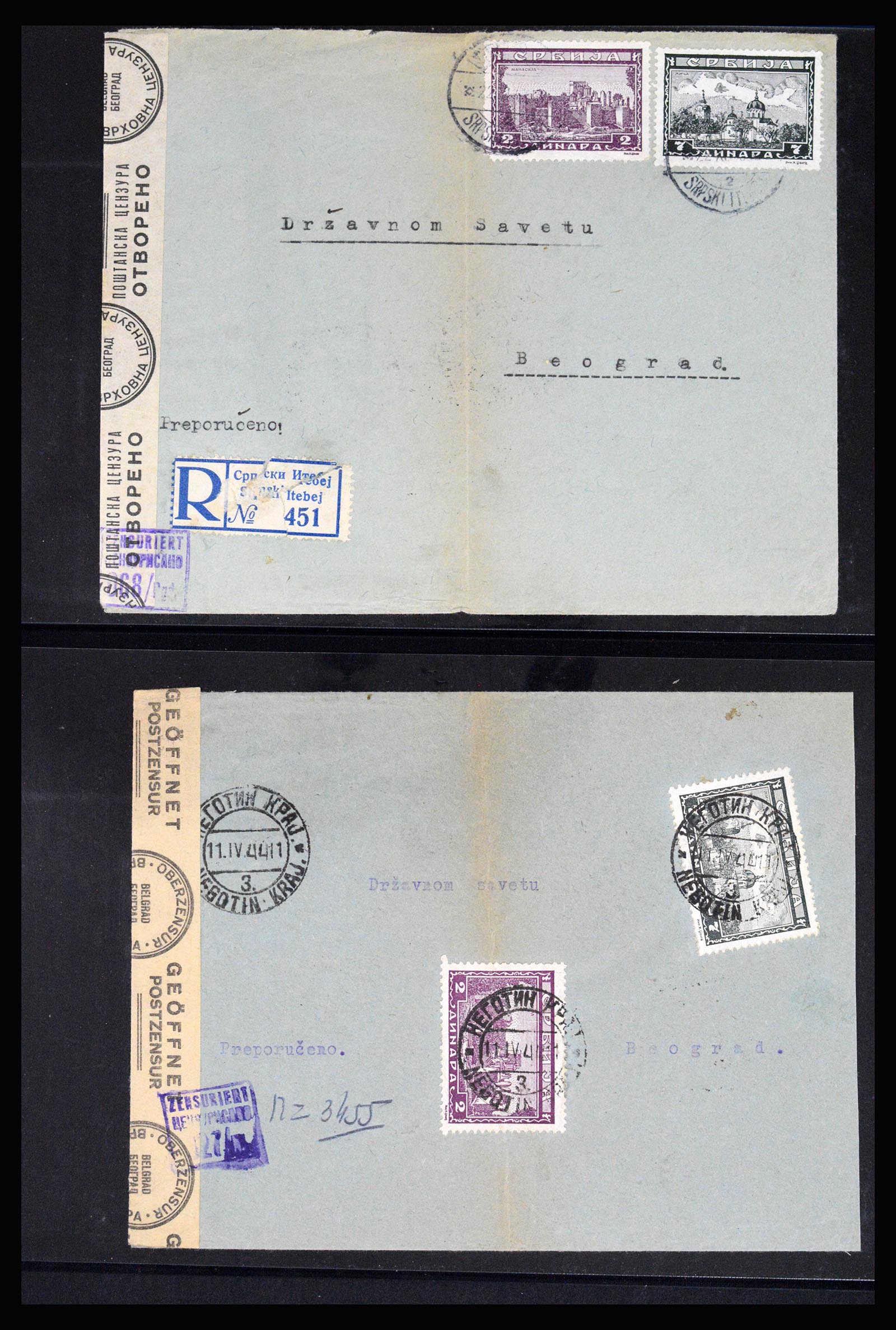 37066 104 - Postzegelverzameling 37066 Servië brieven WO II.