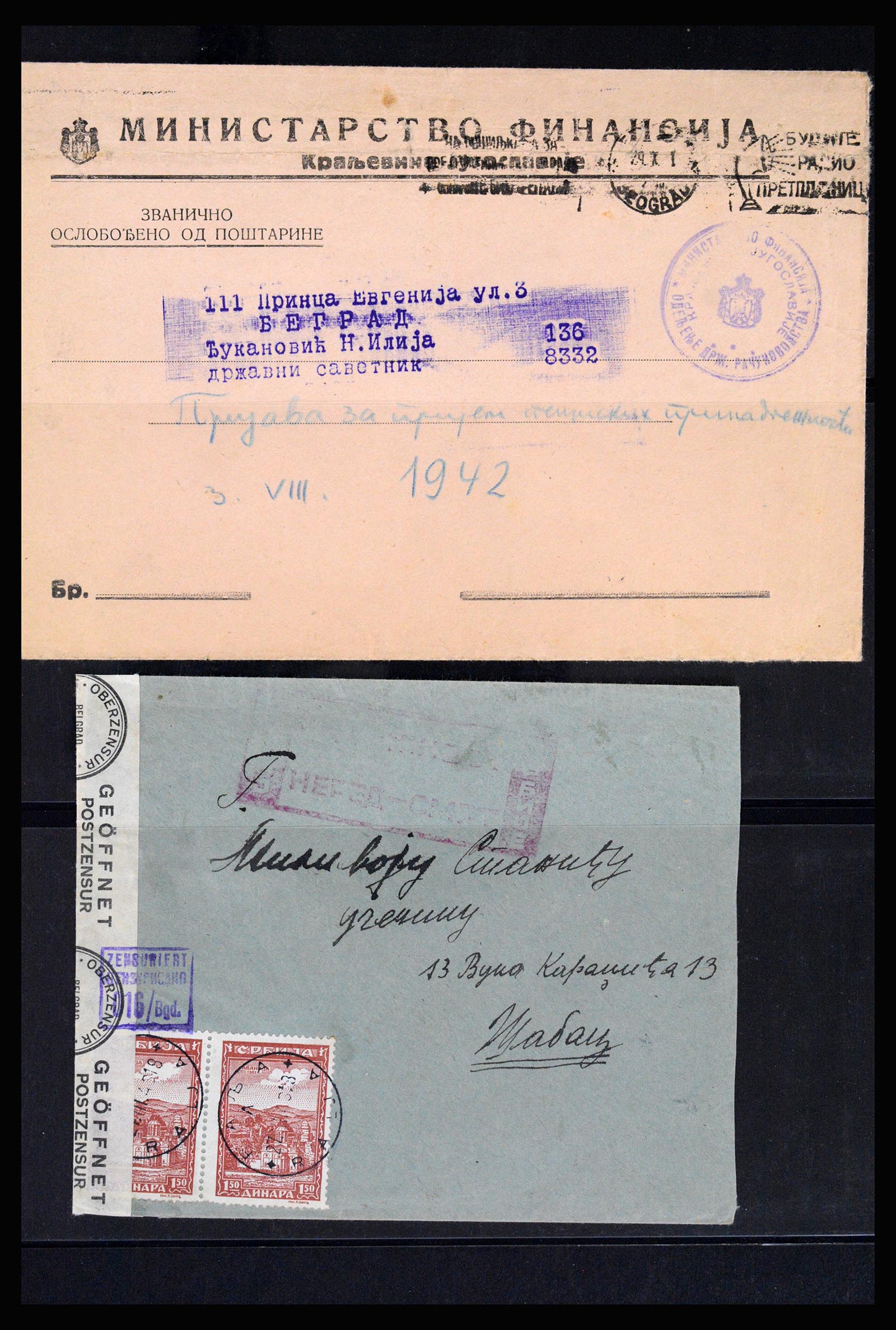 37066 121 - Postzegelverzameling 37066 Servië brieven WO II.