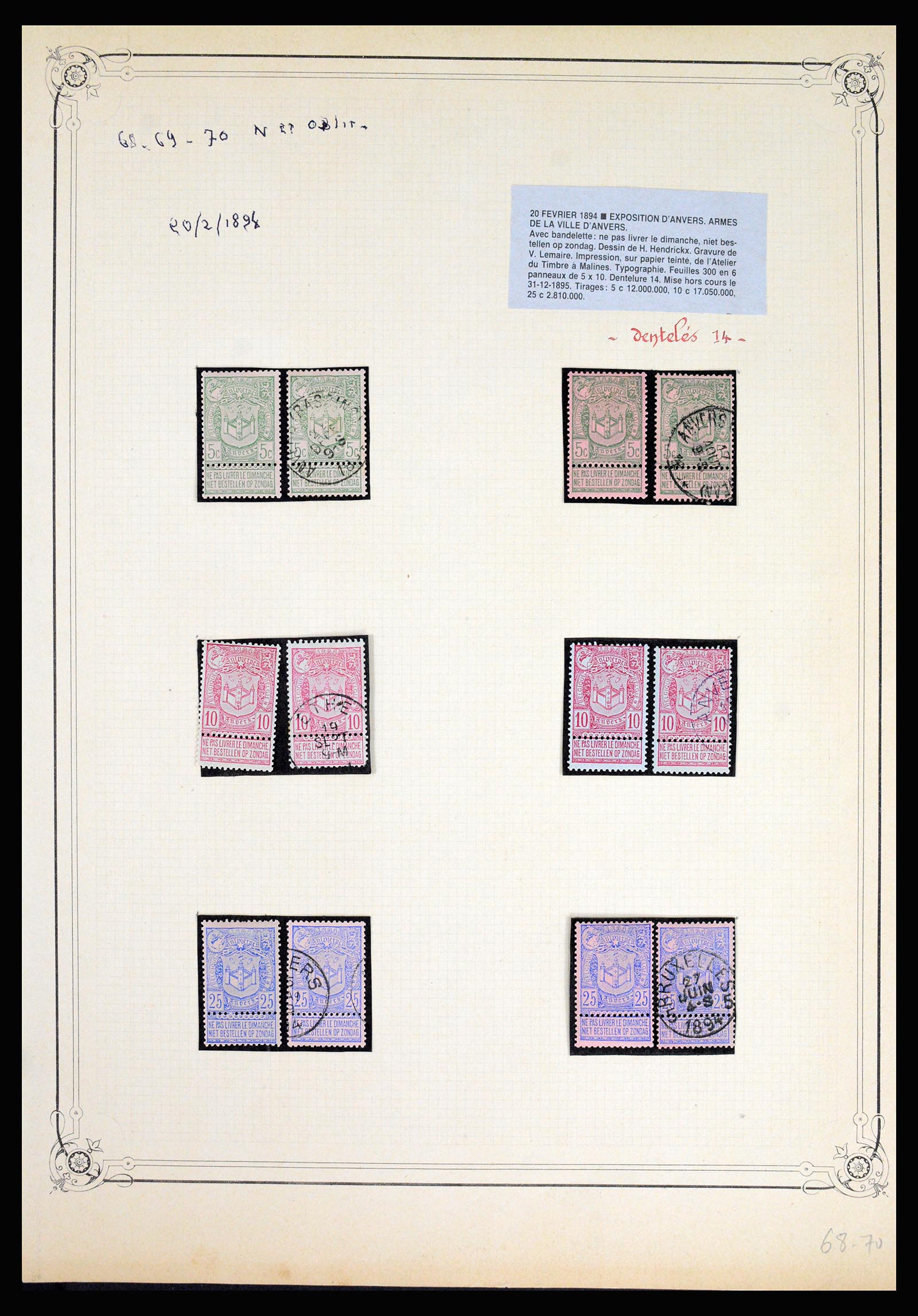 37068 010 - Postzegelverzameling 37068 België 1869-1940.