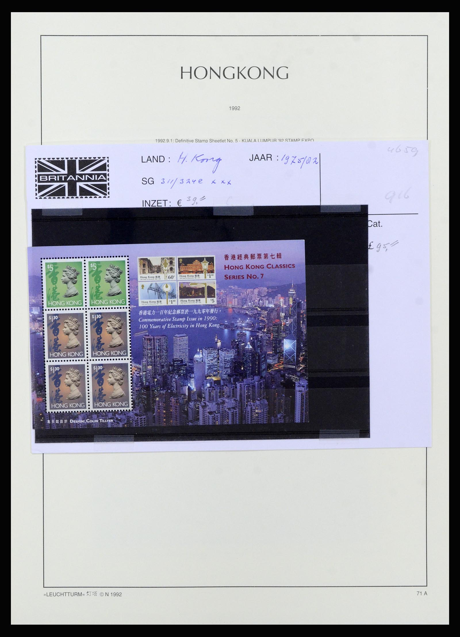 37070 085 - Postzegelverzameling 37070 Hongkong 1862-1996.